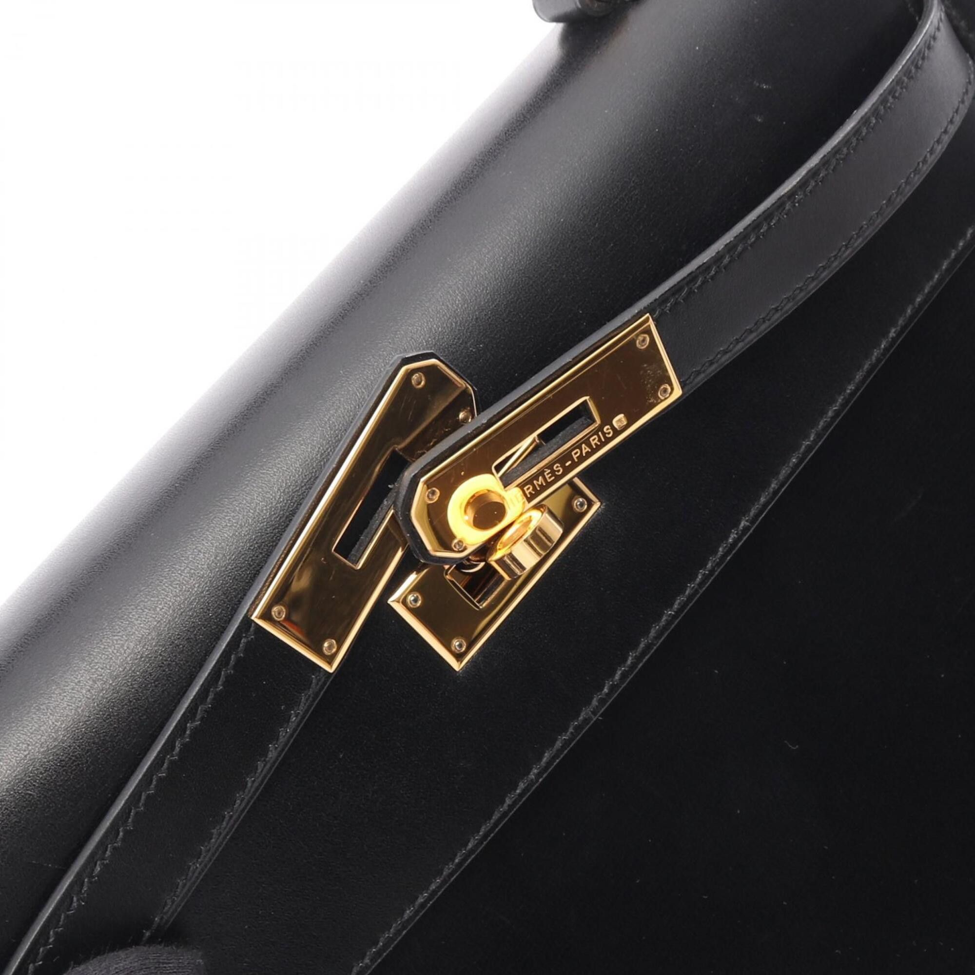 Hermes Hermes Kelly 32, 2-way handbag, calfskin (box calf leather), black. Size ONE SIZE - 12 Thumbnail