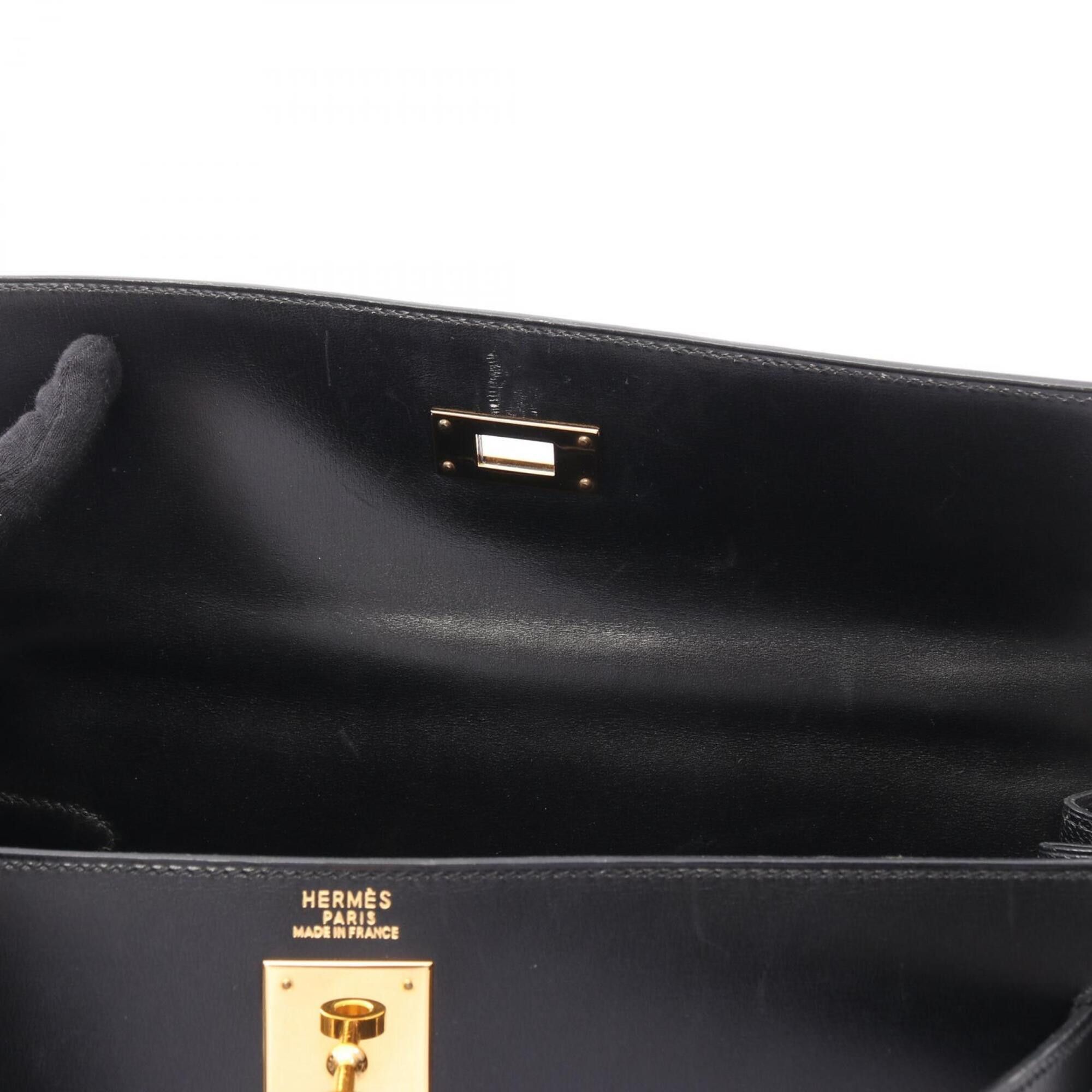 Hermes Hermes Kelly 32, 2-way handbag, calfskin (box calf leather), black. Size ONE SIZE - 11 Thumbnail