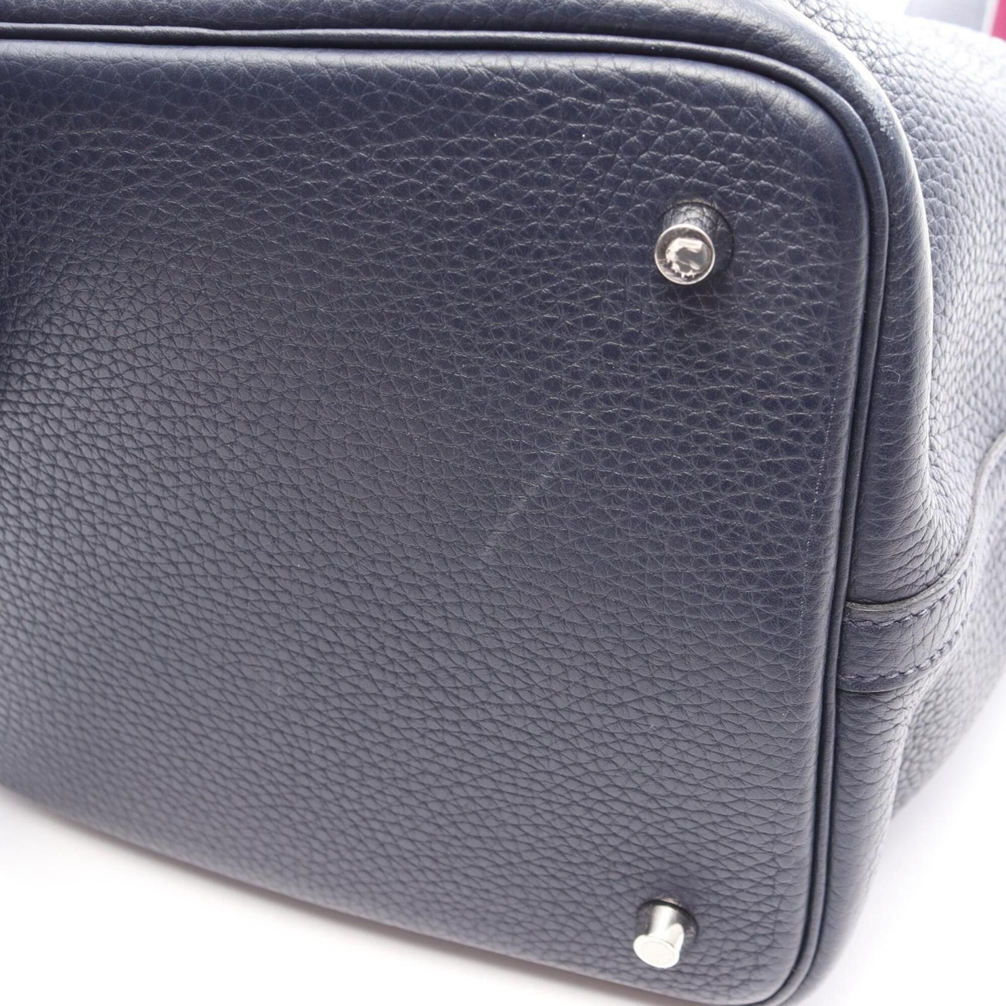 Hermes Hermes Picotin Lock MM Handbag, Leather, Taurillon Clemence Women's, Navy, Pink, Rose Purple Size ONE SIZE - 8 Thumbnail