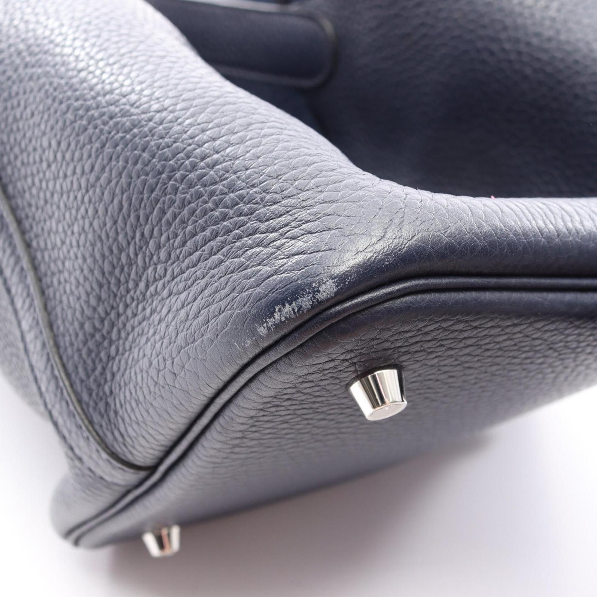 Hermes Hermes Picotin Lock MM Handbag, Leather, Taurillon Clemence Women's, Navy, Pink, Rose Purple Size ONE SIZE - 12 Thumbnail