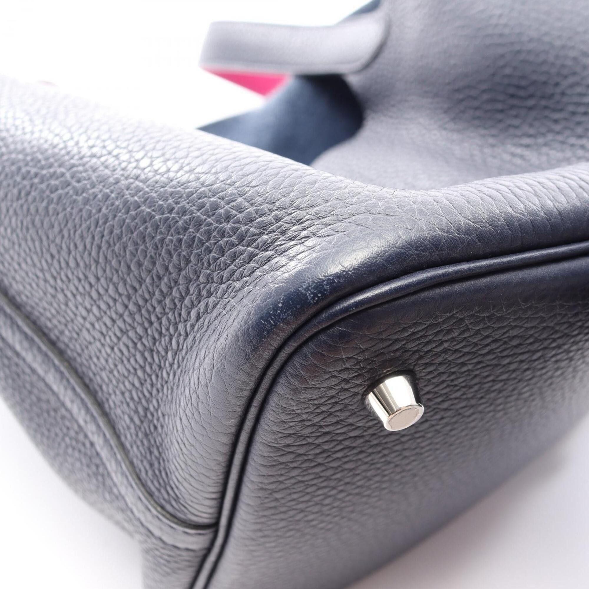 Hermes Hermes Picotin Lock MM Handbag, Leather, Taurillon Clemence Women's, Navy, Pink, Rose Purple Size ONE SIZE - 10 Thumbnail