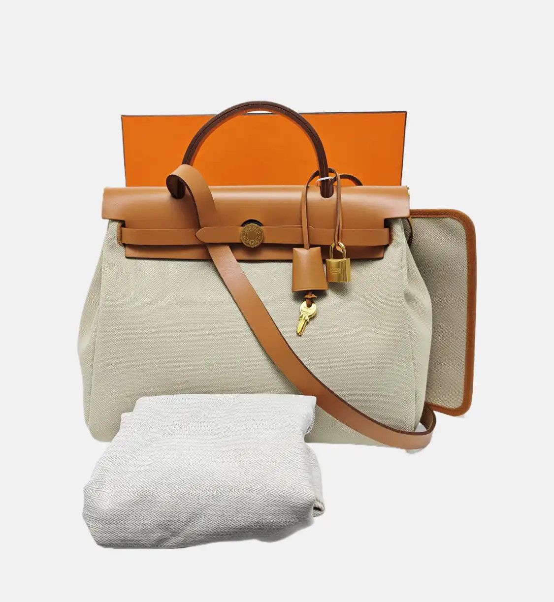 Hermes Hermes Herbag 31 Vanilla canvas shoulder bag handbag gold hardware Z sub-pocket Size ONE SIZE - 8 Thumbnail