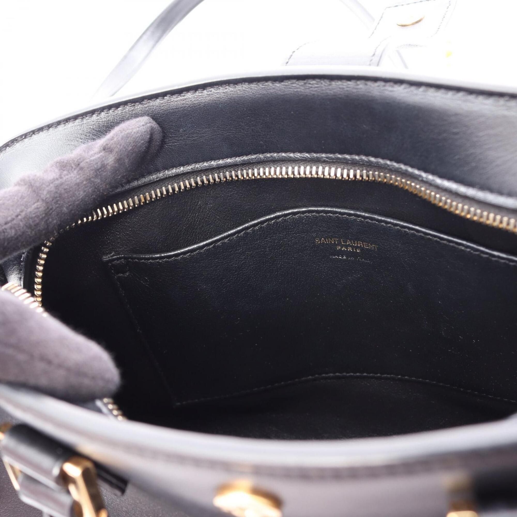 Yves Saint Laurent Yves Saint Laurent Saint Laurent Paris YSL line Baby Monogram Cabas 2-way handbag, leather, women's, black, 568853 Size ONE SIZE - 6 Thumbnail