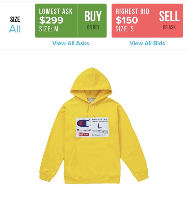 Supreme champion best sale hoodie yellow