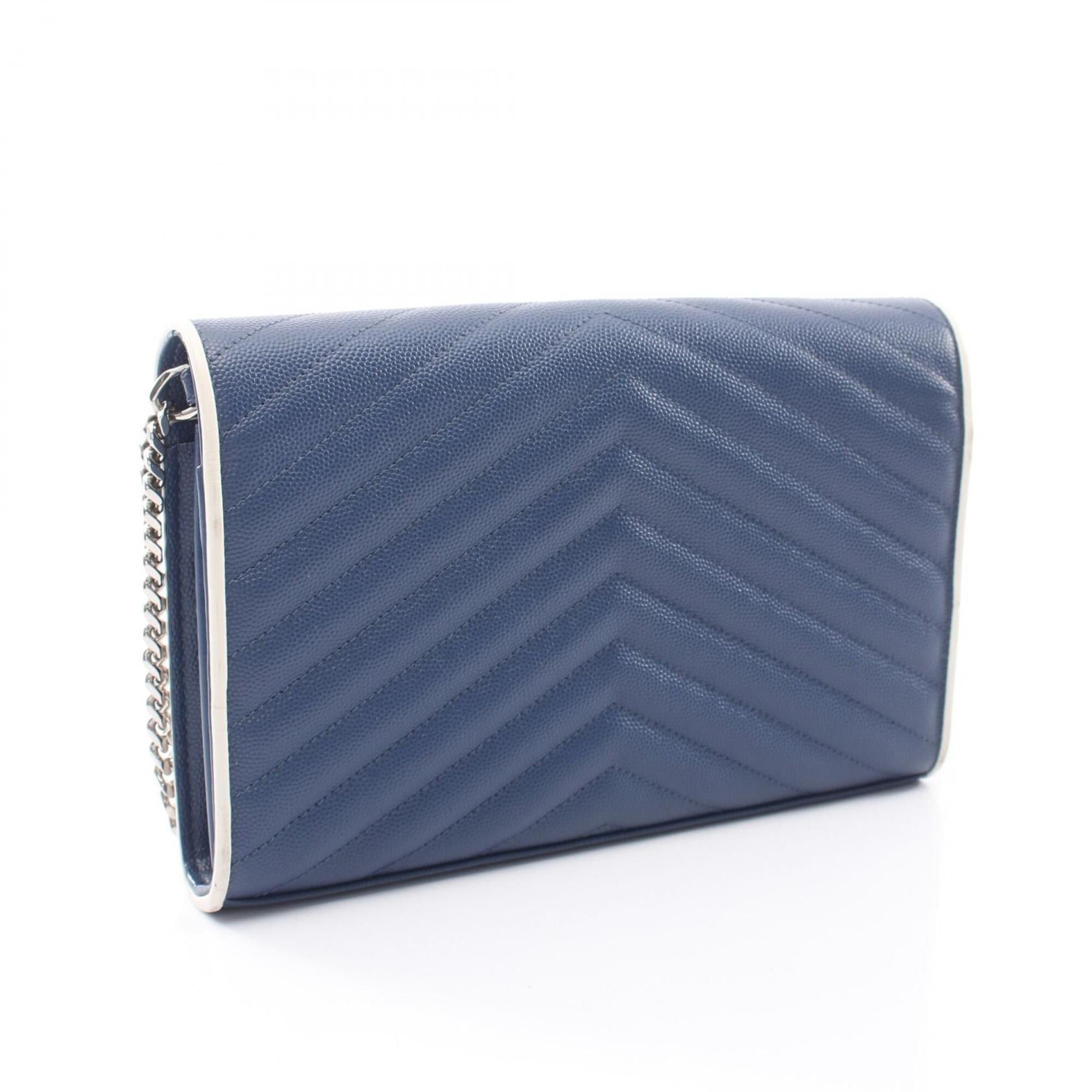 Yves Saint Laurent Yves Saint Laurent Saint Laurent Paris Cassandra Classic Shoulder Bag/Handbag, Leather, Women's, Navy/White, 377828 Size ONE SIZE - 2 Thumbnail