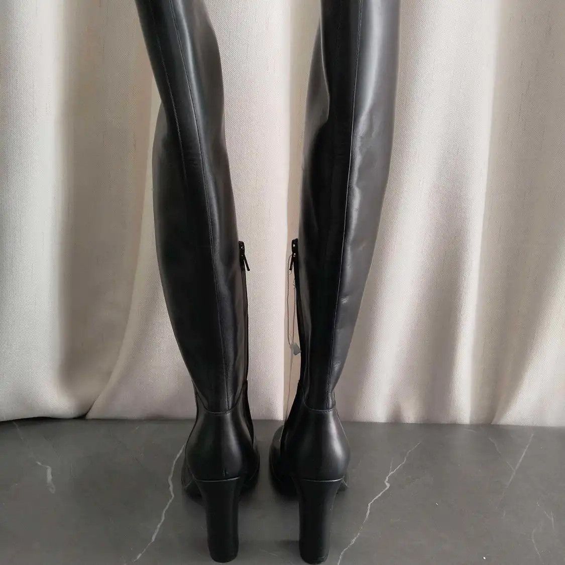 Bottega Veneta BOTTEGA VENETA Winter black leather Women's knee-high boots 35 Size US 5 / IT 35 - 3 Thumbnail