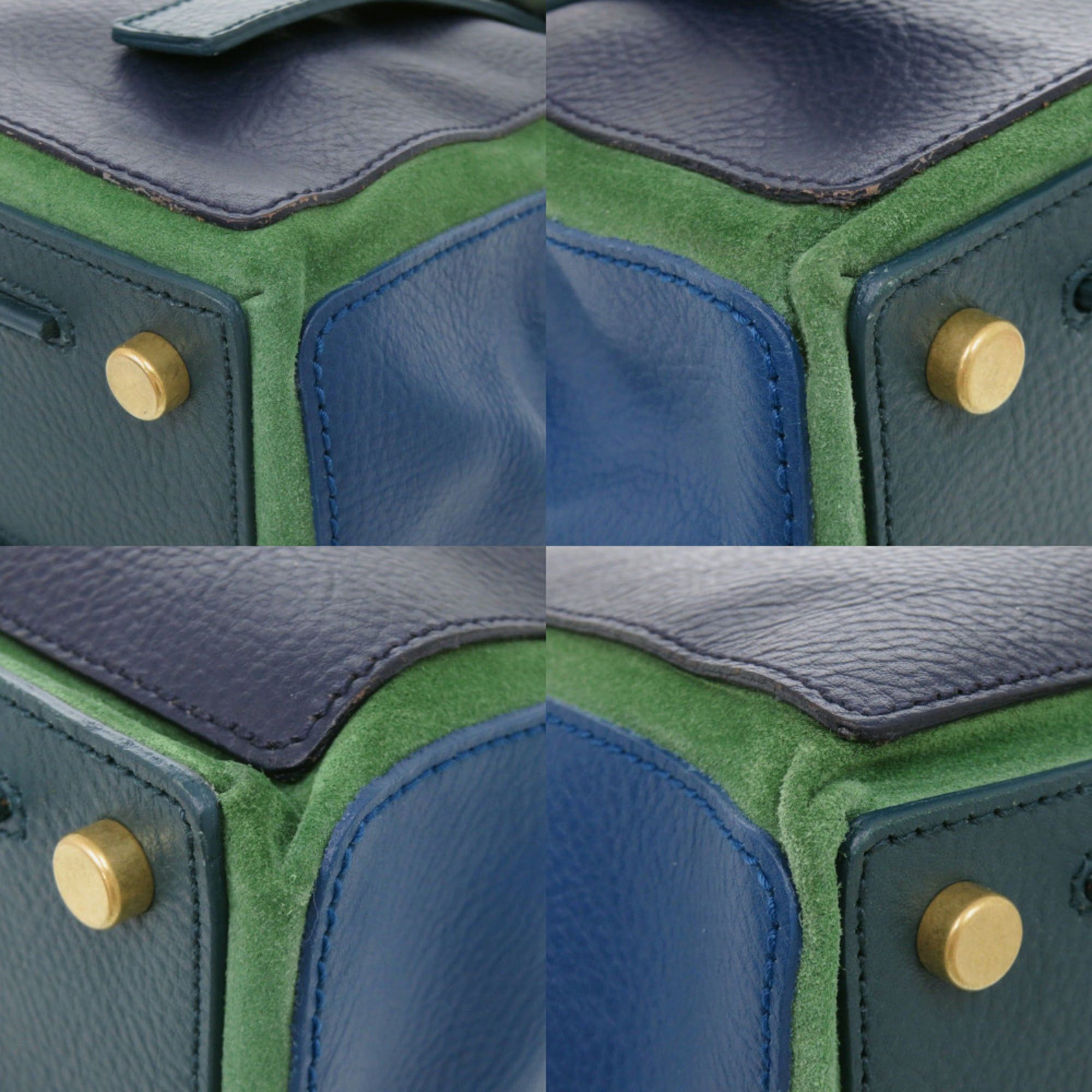 Yves Saint Laurent Yves Saint Laurent Muse Two Leather Handbag, Green, Navy, Blue, 0636 Size ONE SIZE - 5 Thumbnail