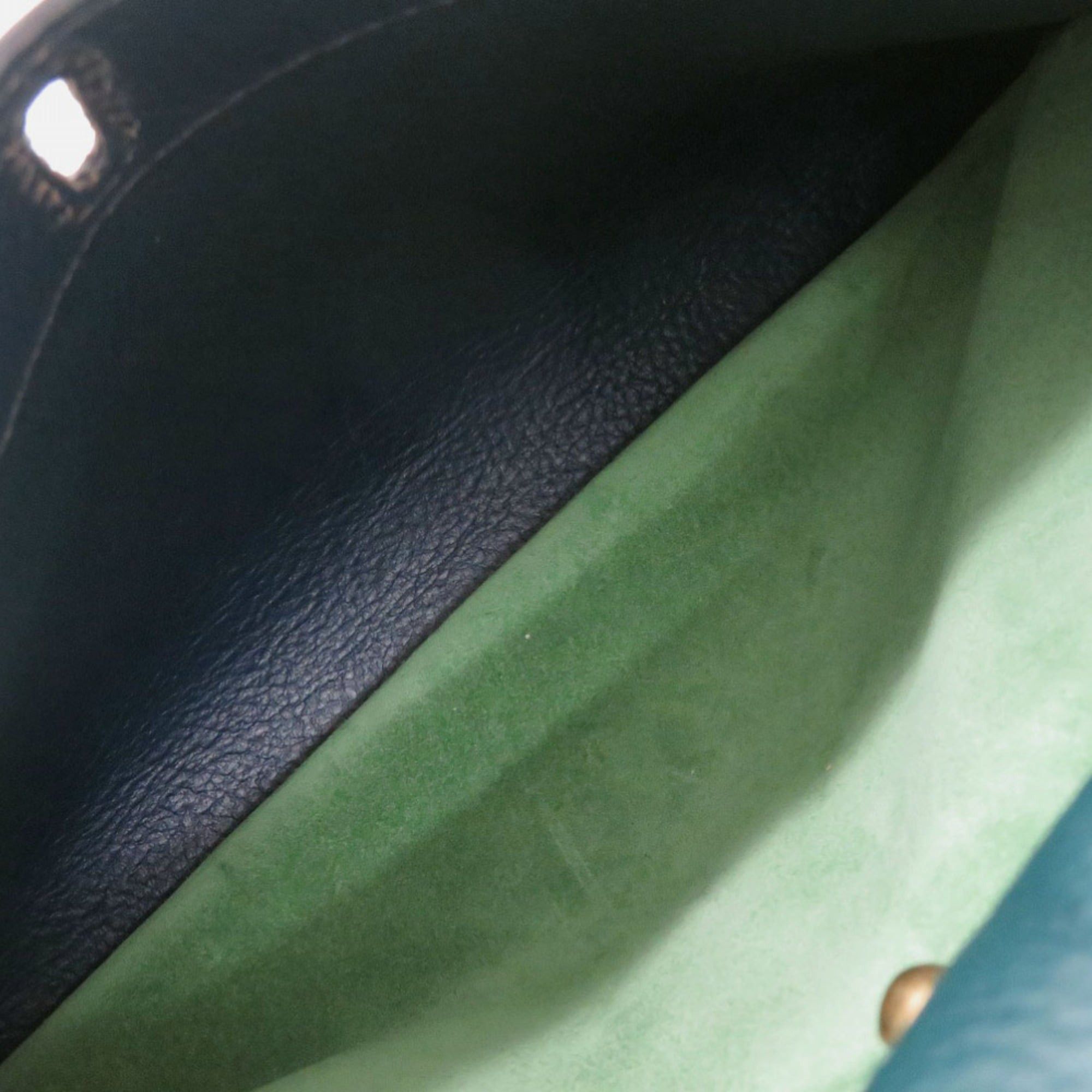 Yves Saint Laurent Yves Saint Laurent Muse Two Leather Handbag, Green, Navy, Blue, 0636 Size ONE SIZE - 9 Thumbnail