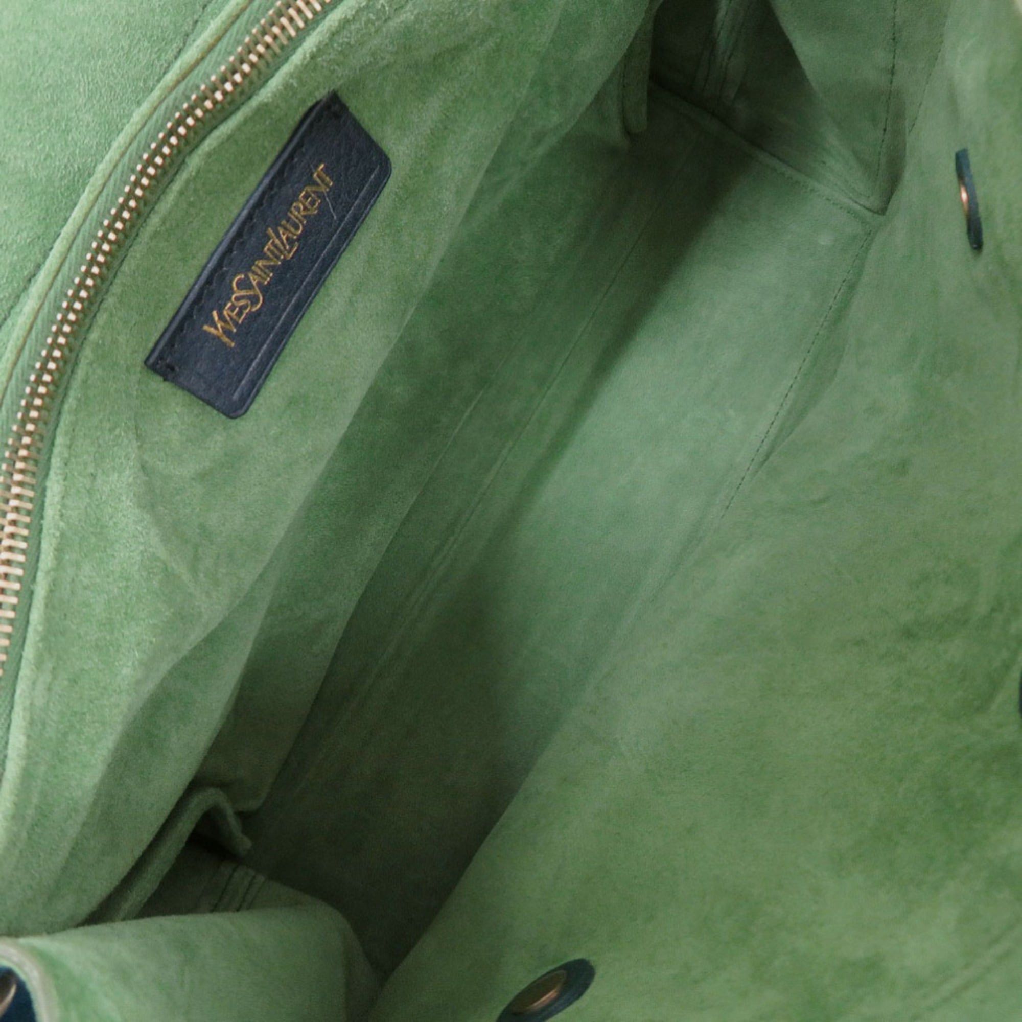 Yves Saint Laurent Yves Saint Laurent Muse Two Leather Handbag, Green, Navy, Blue, 0636 Size ONE SIZE - 6 Thumbnail
