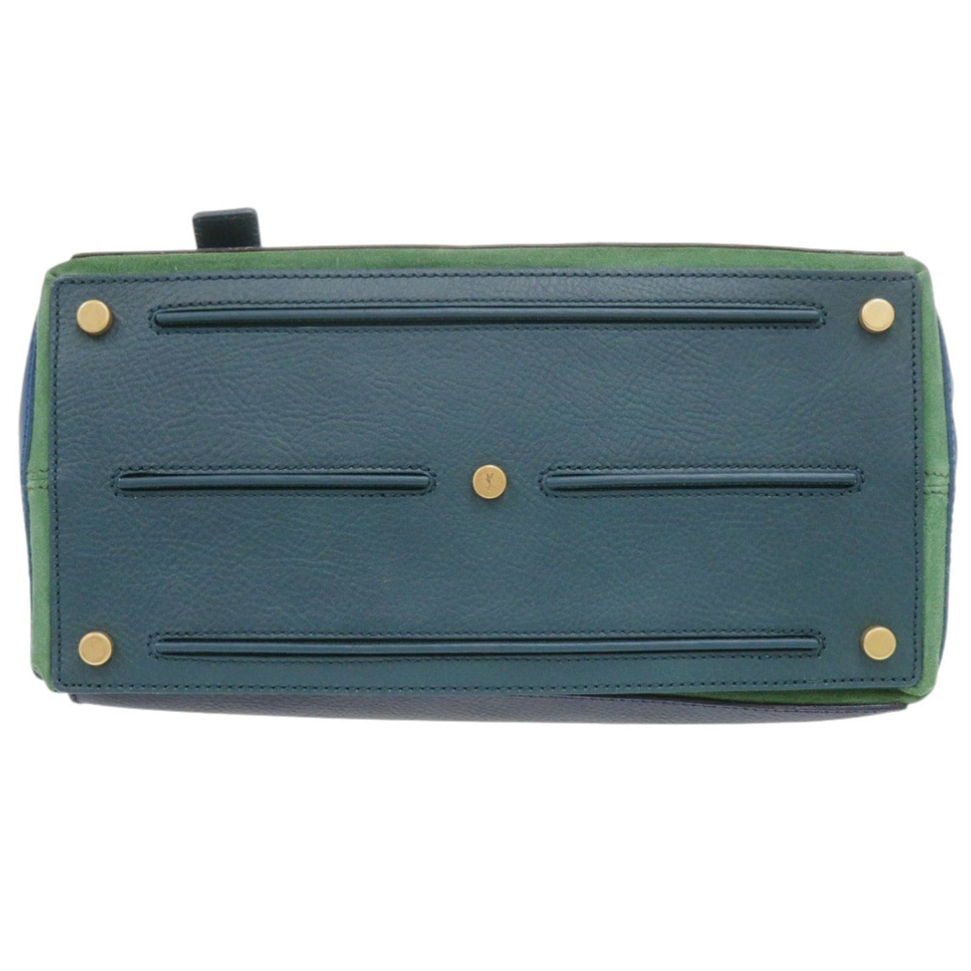 Yves Saint Laurent Yves Saint Laurent Muse Two Leather Handbag, Green, Navy, Blue, 0636 Size ONE SIZE - 4 Thumbnail