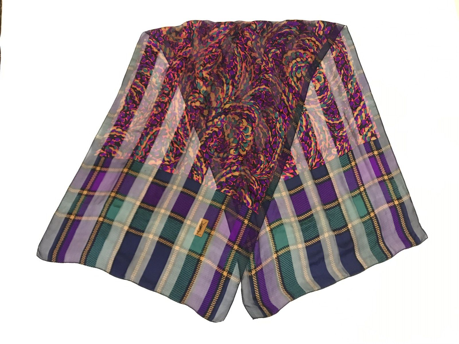 Other × Vintage × Yves Saint Laurent YVES SAINT LAURENT YSL ABSTRACT SILK SCARF FOULARD Size ONE SIZE - 1 Thumbnail