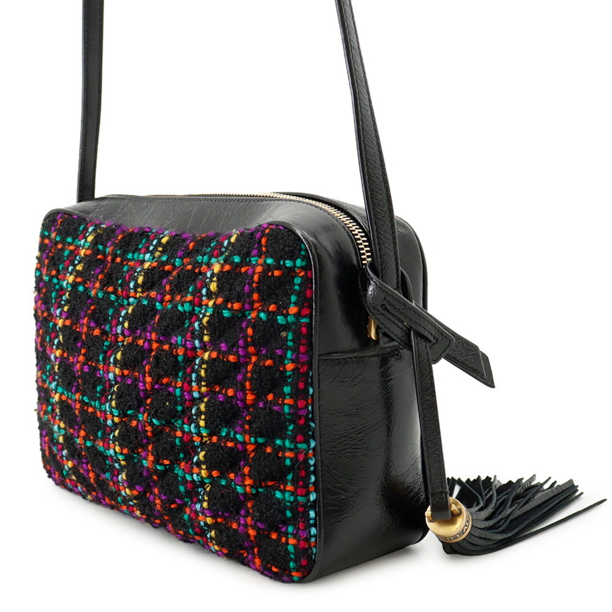 Yves Saint Laurent Yves Saint Laurent Saint Laurent Paris Shoulder Bag Lou Camera Tweed 612544 SAINT LAURENT PARIS Handbag with Tassel Black Women's Size ONE SIZE - 2 Thumbnail