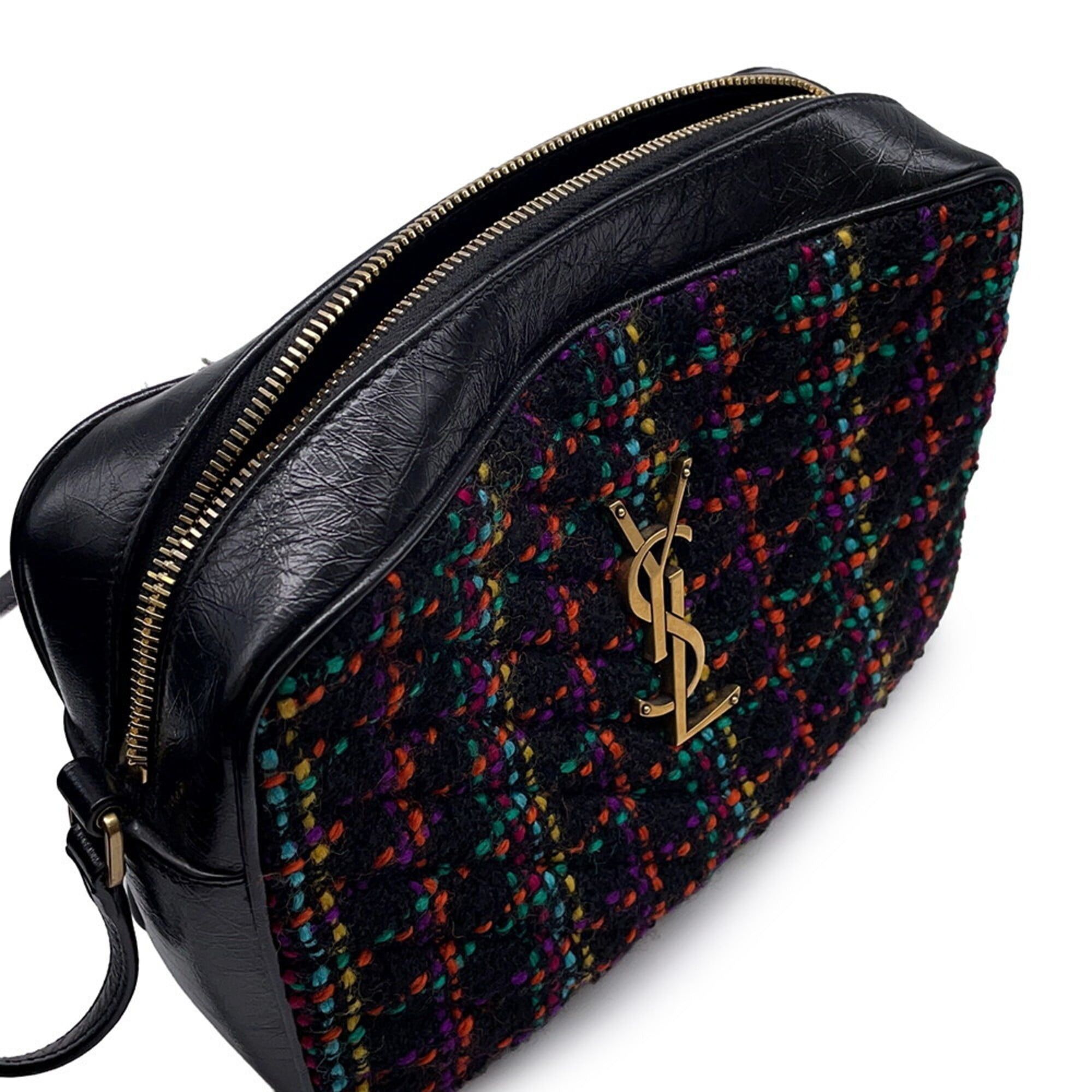 Yves Saint Laurent Yves Saint Laurent Saint Laurent Paris Shoulder Bag Lou Camera Tweed 612544 SAINT LAURENT PARIS Handbag with Tassel Black Women's Size ONE SIZE - 6 Thumbnail