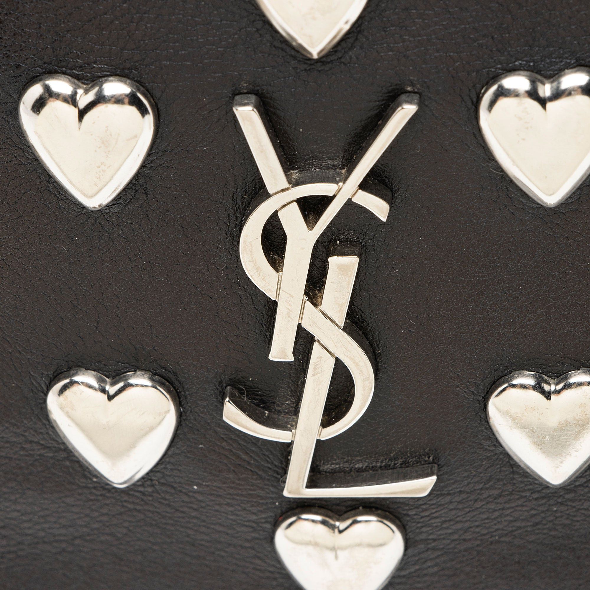 Saint Laurent Paris Saint Laurent Heart Studded Leather Monogram Blogger Bag Size ONE SIZE - 9 Thumbnail