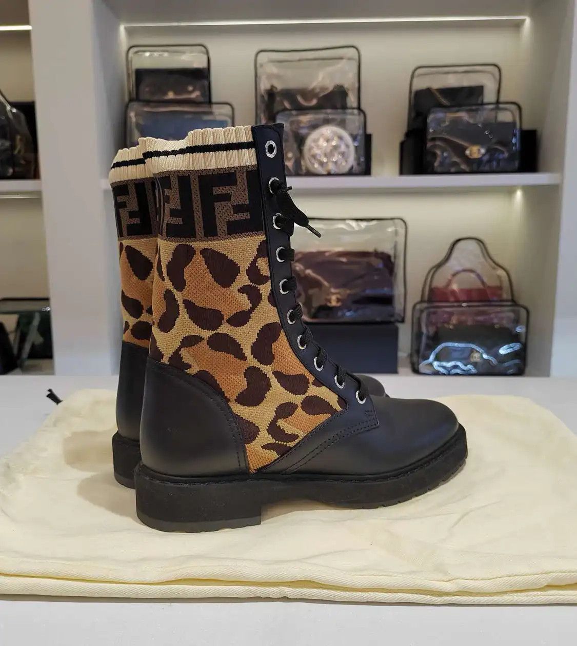 Fendi FENDI black cowhide leather Women's knee-high boots 36 Size US 6 / IT 36 - 3 Thumbnail