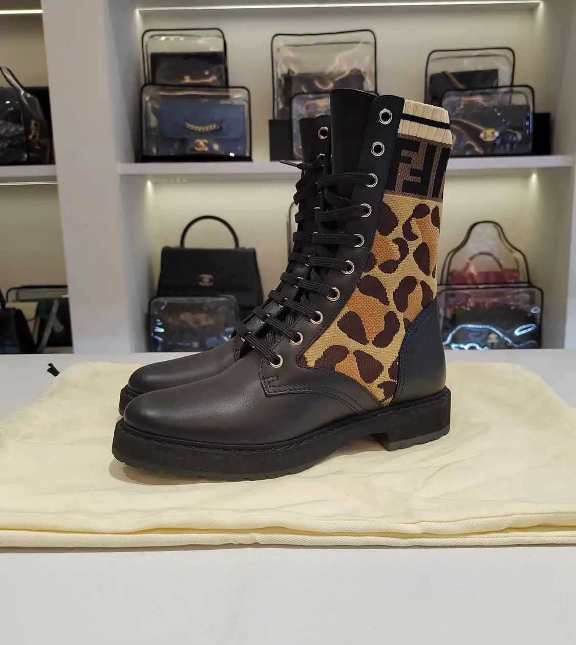 Fendi FENDI black cowhide leather Women's knee-high boots 36 Size US 6 / IT 36 - 4 Thumbnail