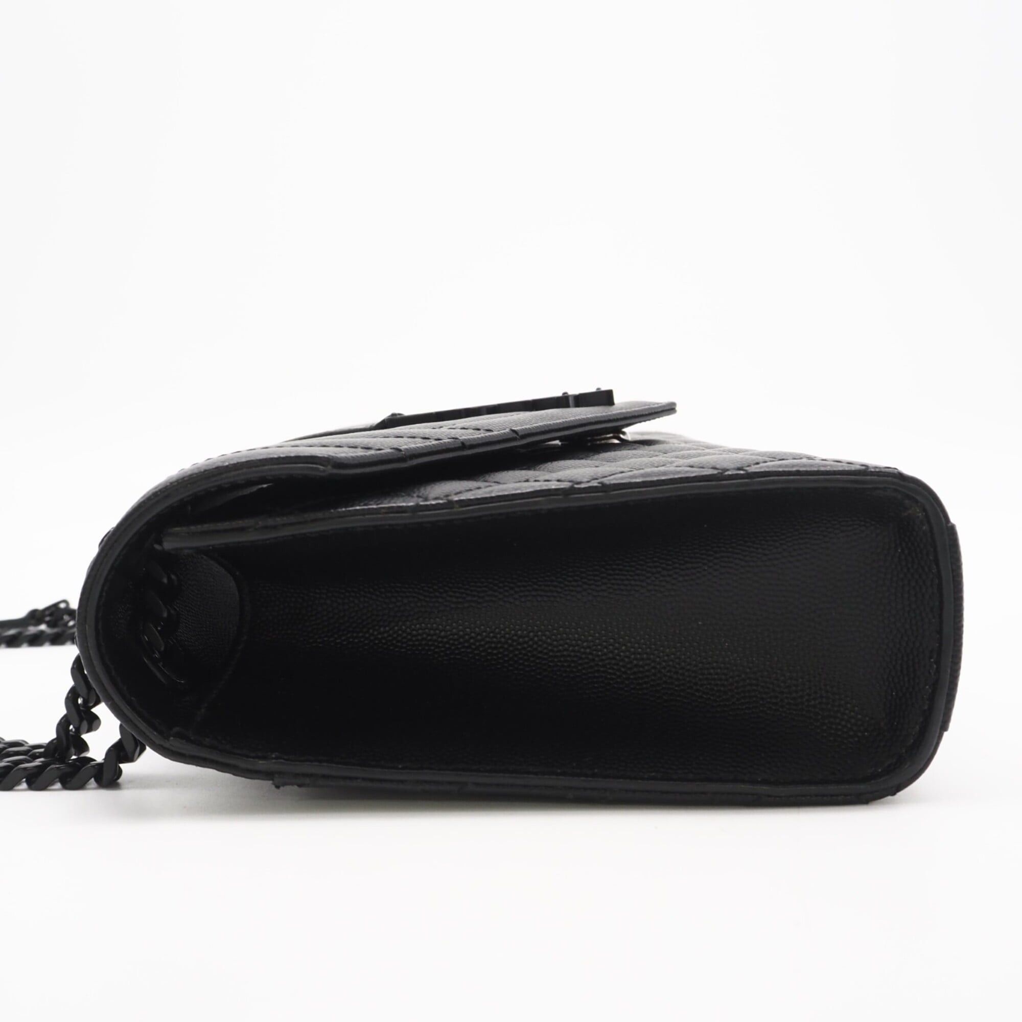 Yves Saint Laurent YVES SAINT LAURENT Mixed Matelassé Lambskin Envelope Medium Shoulder Bag 600185 Black Women's Size ONE SIZE - 4 Thumbnail