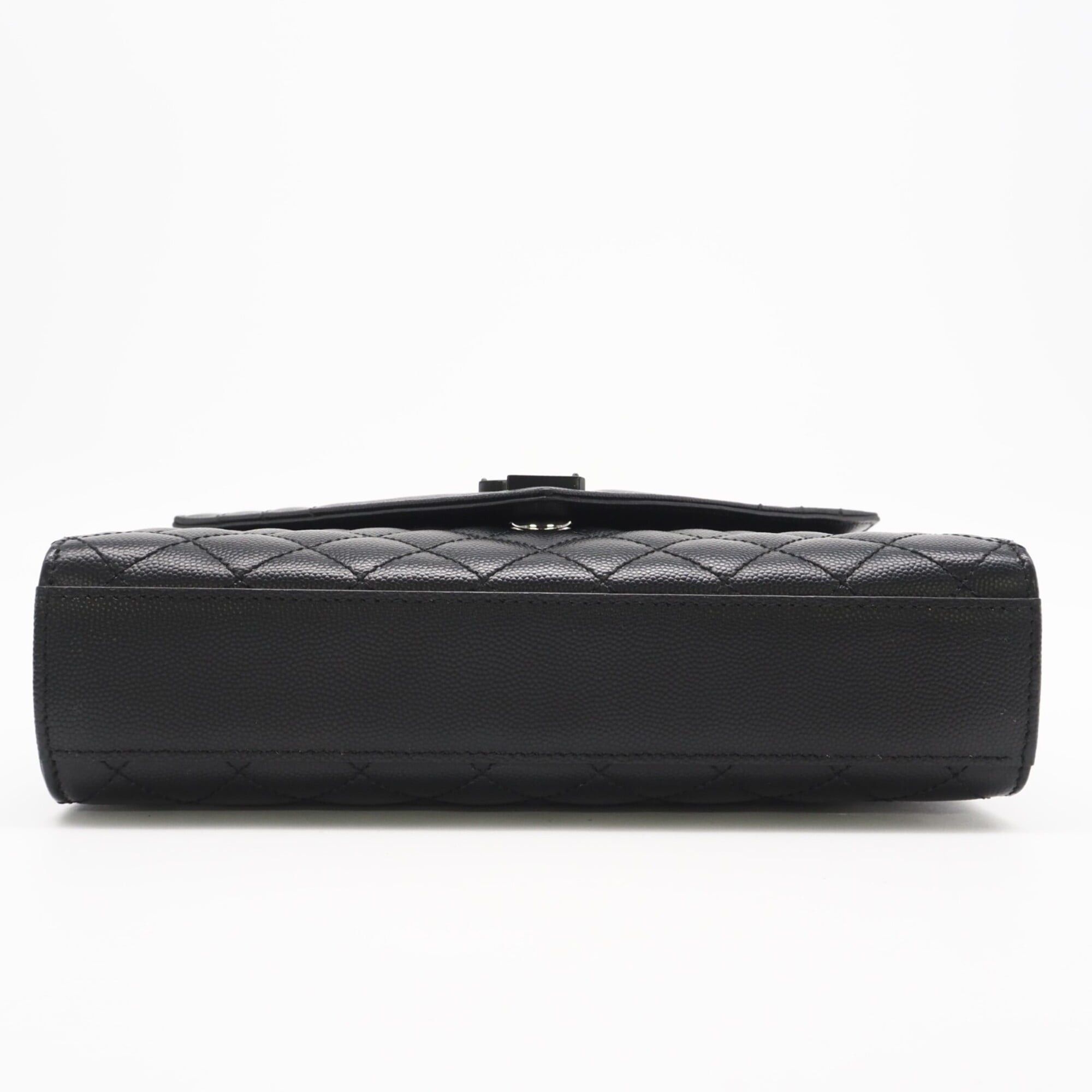 Yves Saint Laurent YVES SAINT LAURENT Mixed Matelassé Lambskin Envelope Medium Shoulder Bag 600185 Black Women's Size ONE SIZE - 6 Thumbnail