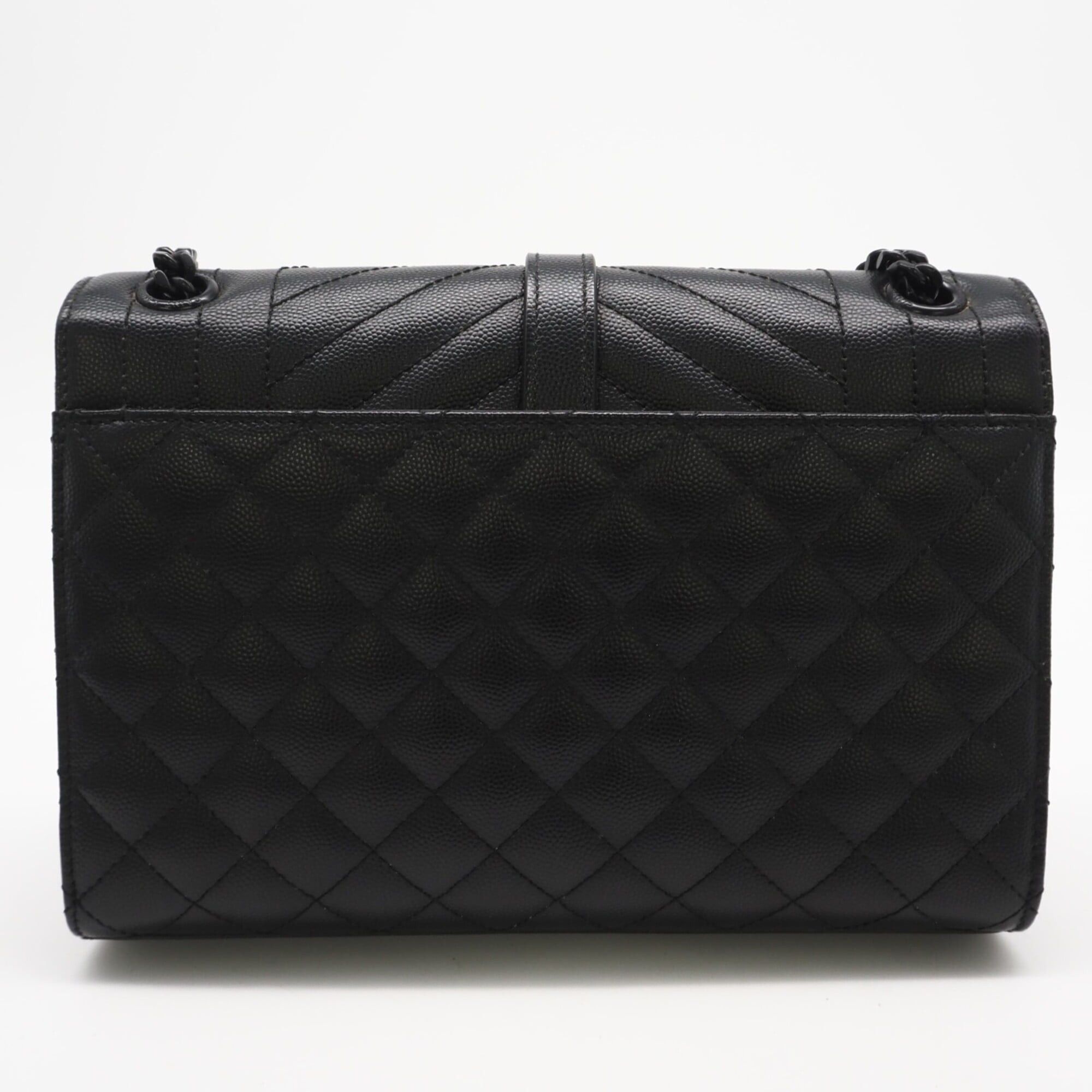 Yves Saint Laurent YVES SAINT LAURENT Mixed Matelassé Lambskin Envelope Medium Shoulder Bag 600185 Black Women's Size ONE SIZE - 2 Thumbnail