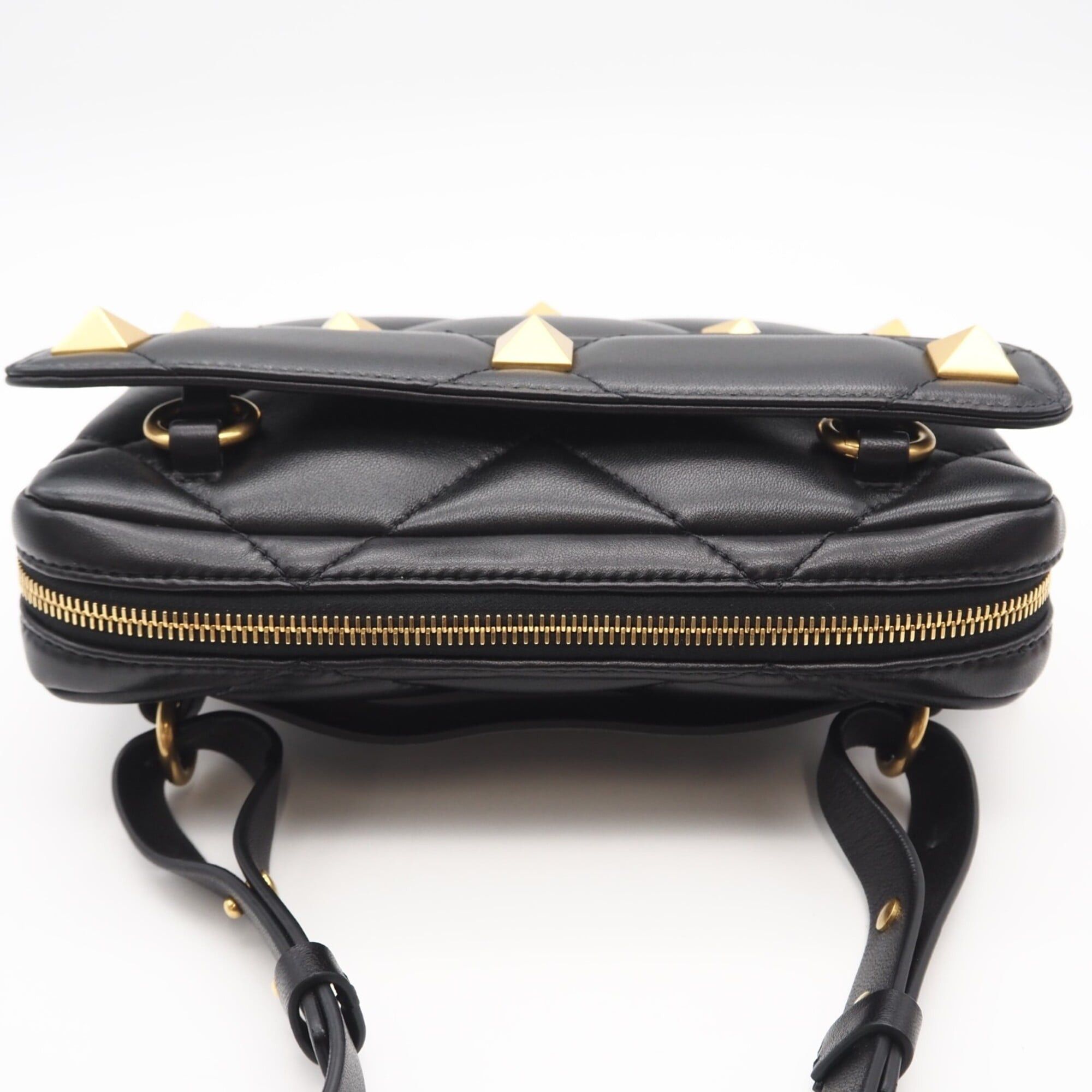 Valentino VALENTINO Roman Stud Nappa Shoulder Bag WY0B0B26DUA0NO Black Gold Lambskin Women's Size ONE SIZE - 5 Thumbnail