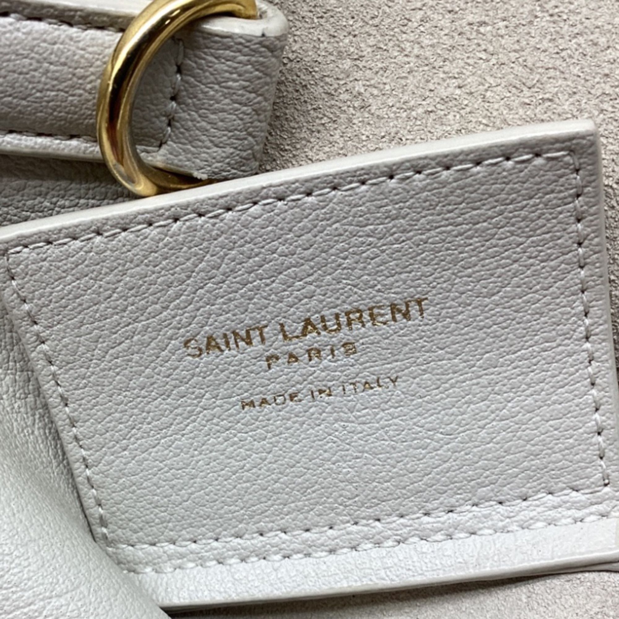 Saint Laurent Paris Saint Laurent N/S Shopping Tote in Beige Leather Size ONE SIZE - 9 Thumbnail