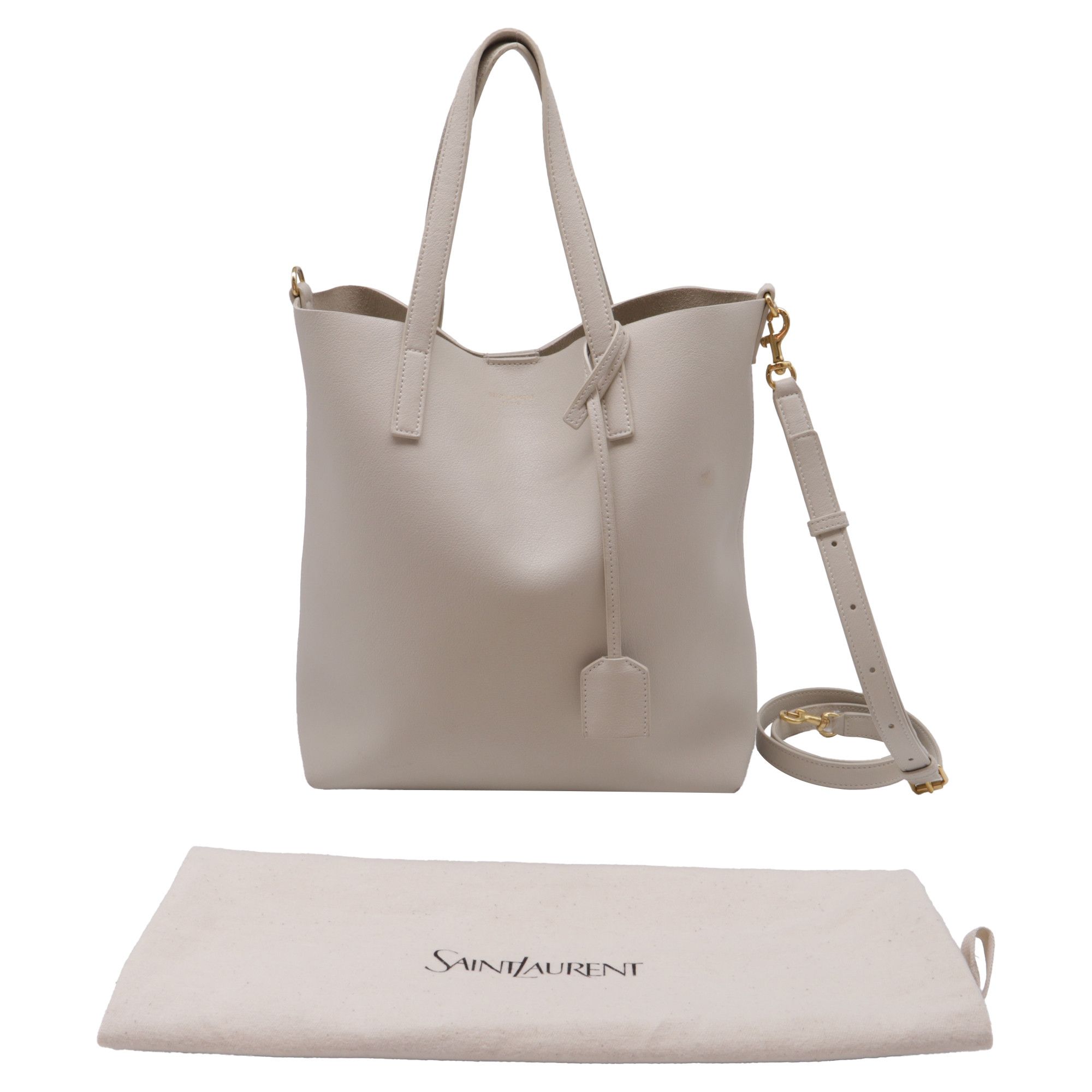 Saint Laurent Paris Saint Laurent N/S Shopping Tote in Beige Leather Size ONE SIZE - 5 Thumbnail