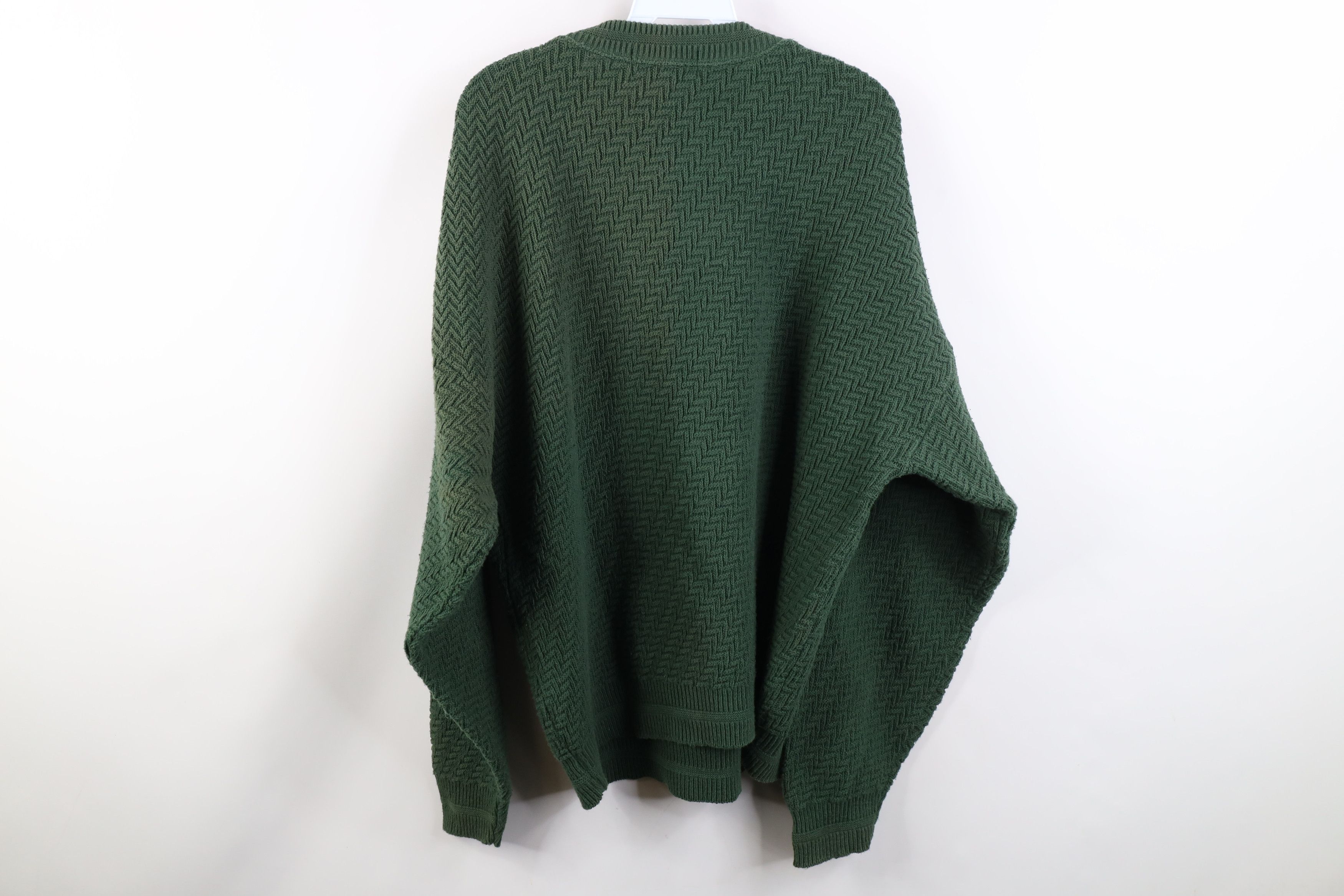 Vintage Vintage 90s Streetwear Cotton Zig Zag Knit Sweater Green USA Size US L / EU 52-54 / 3 - 8 Thumbnail