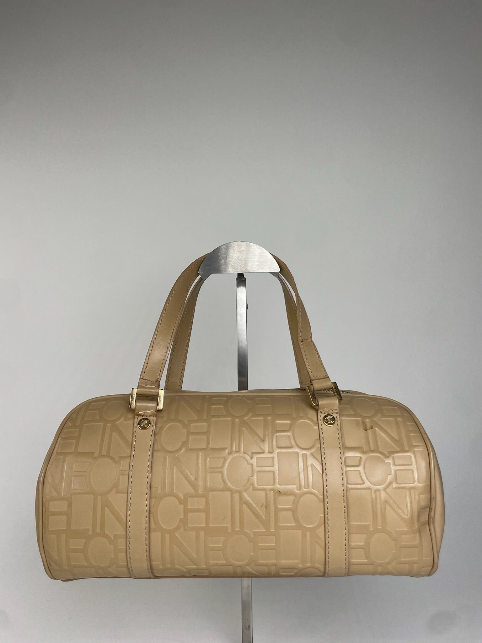 Celine Beige Leather Bowling Bag Embossed Logo Pattern Size ONE SIZE - 1 Thumbnail