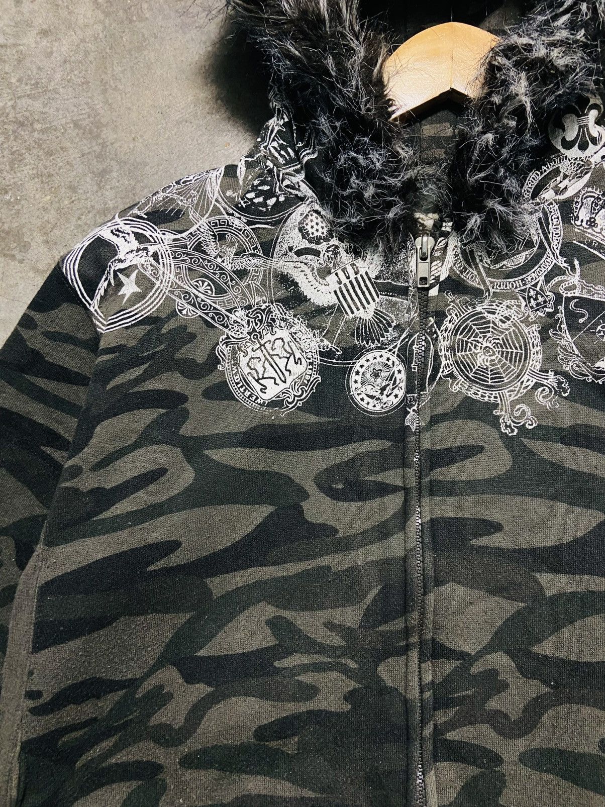 Splendid Splendid Satisfaction Camo Hoodie Faux Fur Hood Y2K Grunge Size US L / EU 52-54 / 3 - 7 Thumbnail