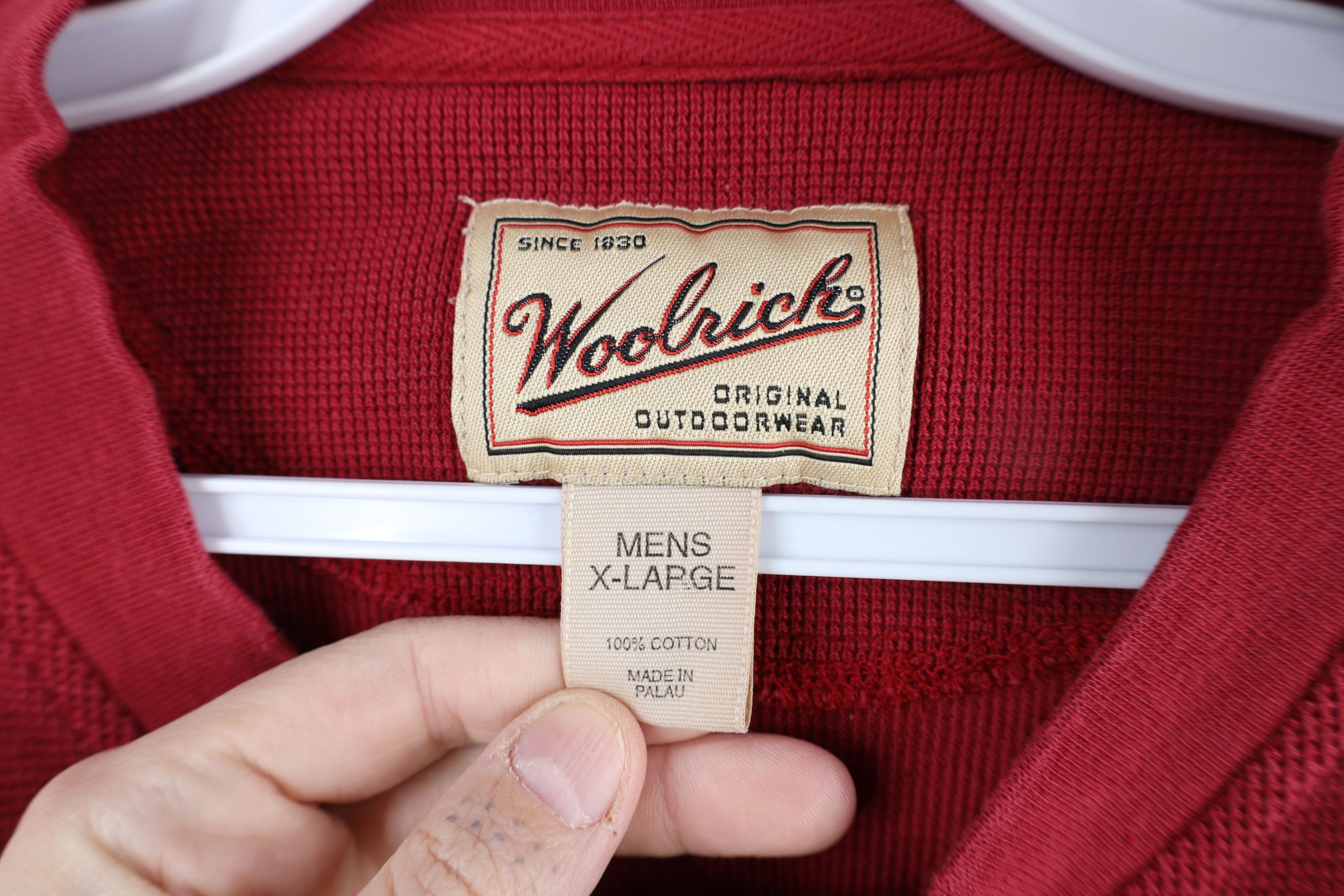 Vintage × Woolrich Woolen Mills Vintage 90s Woolrich Thermal Waffle Knit Henley T-Shirt Red Size US XL / EU 56 / 4 - 8 Thumbnail