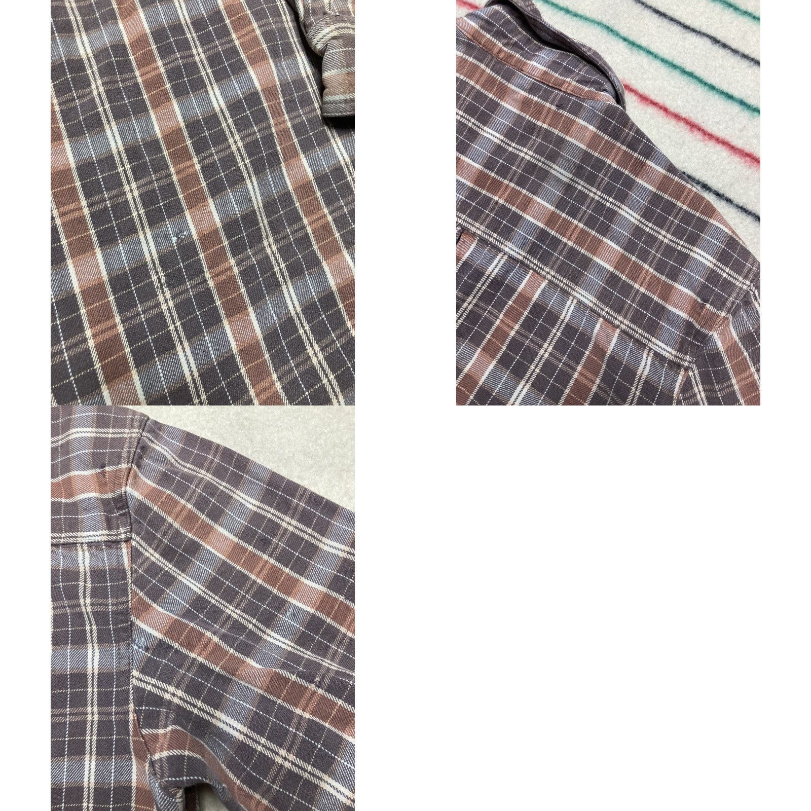 Doublet VINTAGE Pocket Plaid Shirt Mens XL 90s Beige Heavy Cotton Button-Up Long Sleeve Double Pocket T8 Size US XL / EU 56 / 4 - 10 Thumbnail