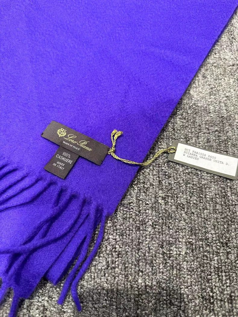Loro Piana LORO PIANA Purple tasselled cashmere scarf Size ONE SIZE - 2 Thumbnail