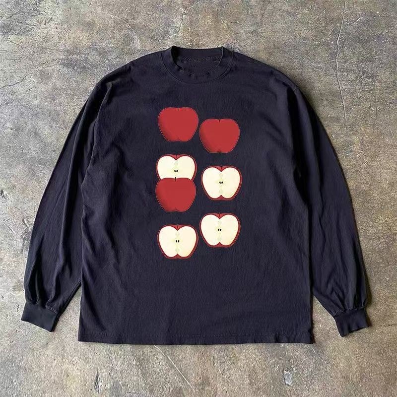 Japanese Brand Black washed retro apple print long-sleeved t-shirt Size US M / EU 48-50 / 2 - 1 Thumbnail