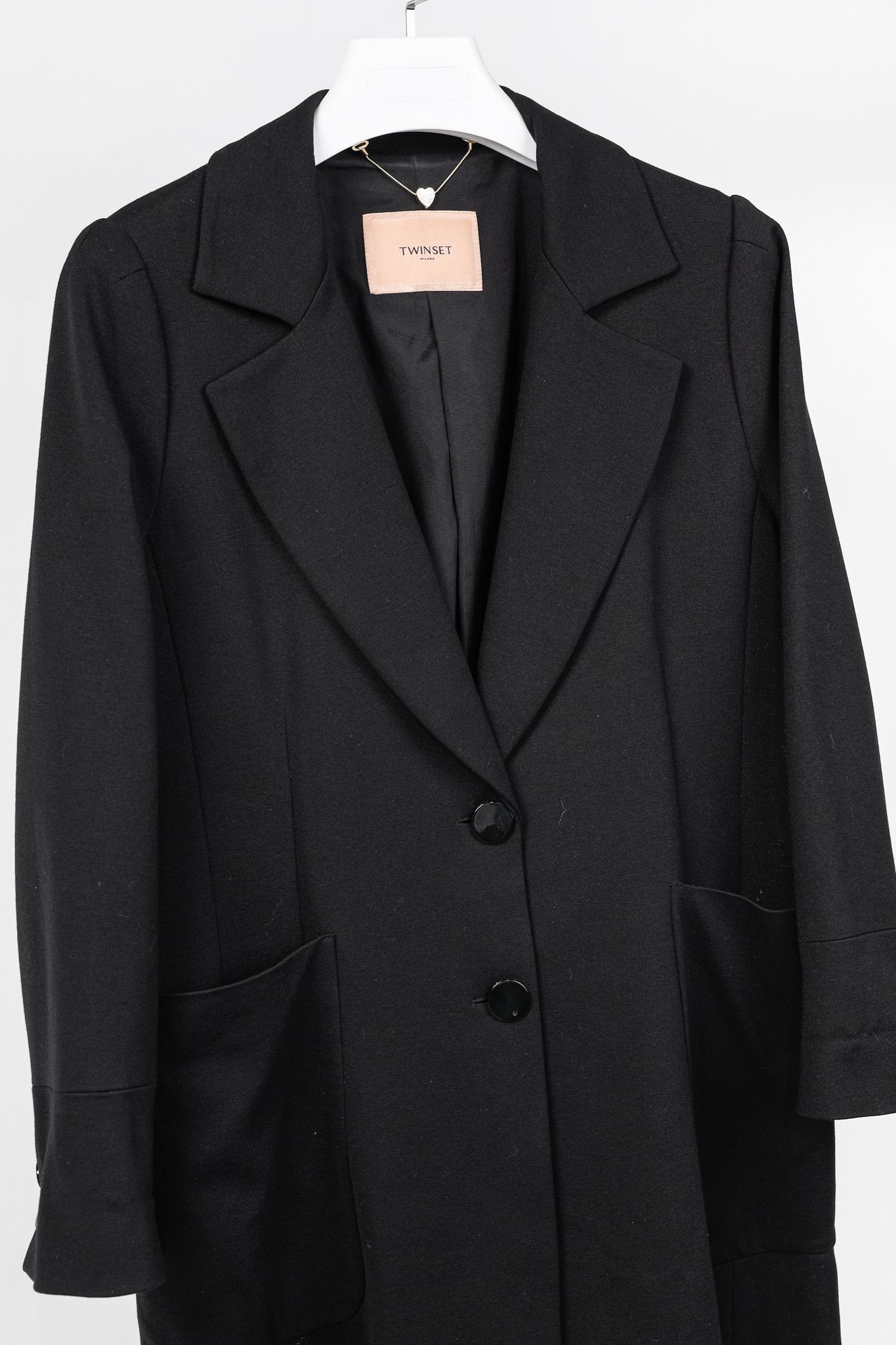 TWINSET Twinset Black Ponte Long Oversized Blazer Size M / US 6-8 / IT 42-44 - 3 Thumbnail
