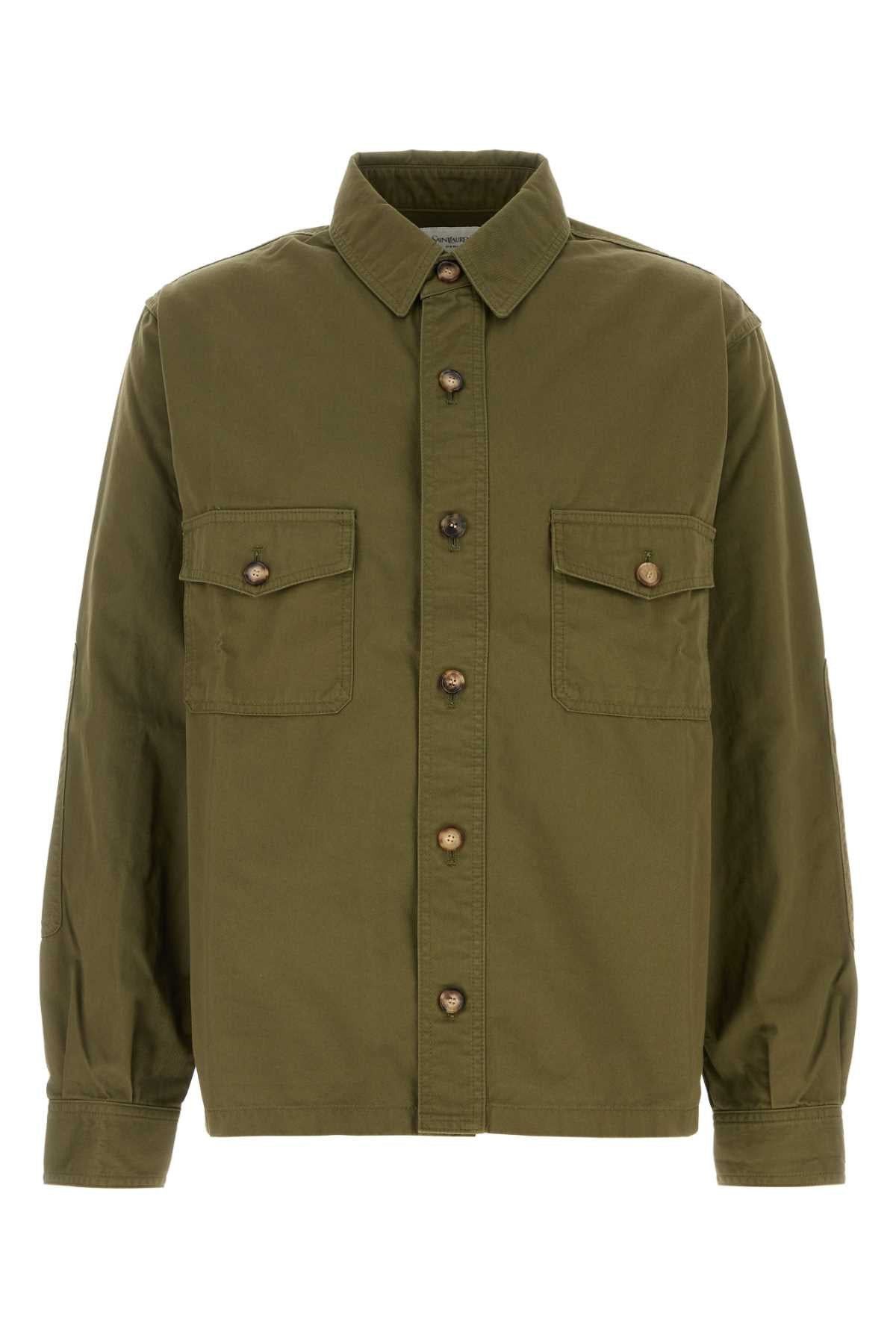 Saint Laurent Paris overshirt in cotton twill ( army green ) Size US XS / EU 42 / 0 - 1 Thumbnail