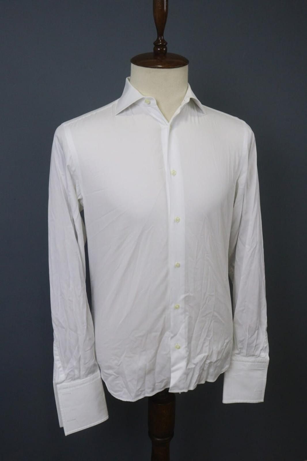 Designer Boggi White Cotton Collared Front Dress Shirt Size 40 Size 38R - 8 Thumbnail