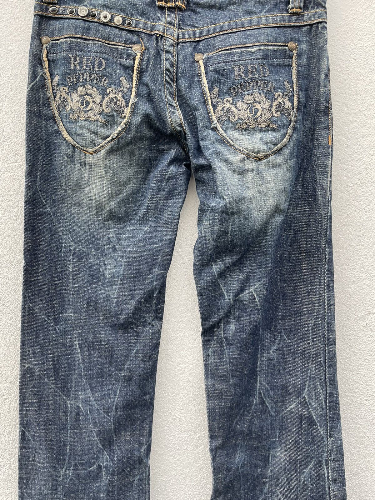If Six Was Nine × Japanese Brand Vintage Y2K Red Pepper Gold Label Flare Low Rise Denim Jeans Size US 30 / EU 46 - 11 Thumbnail