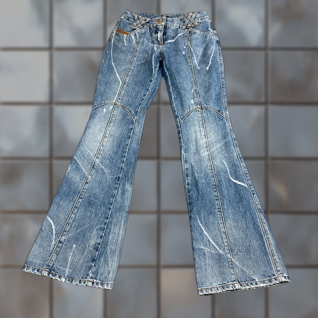 Dolce & Gabbana VINTAGE Dolce&Gabbana Jeans Bootcut Flare 24 32 UK 6 Low Rise Panel 5-Pocket Denim Blue Womens Jeans Size 28" / US 6 / IT 42 - 1 Thumbnail