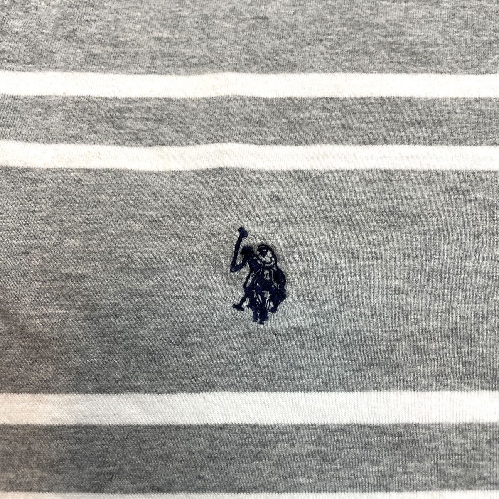 Vintage US Polo Assn. Shirt Mens 2XL Gray Striped Short Sleeve V Neck Cotton Logo T-Shirt Size US XXL / EU 58 / 5 - 7 Thumbnail