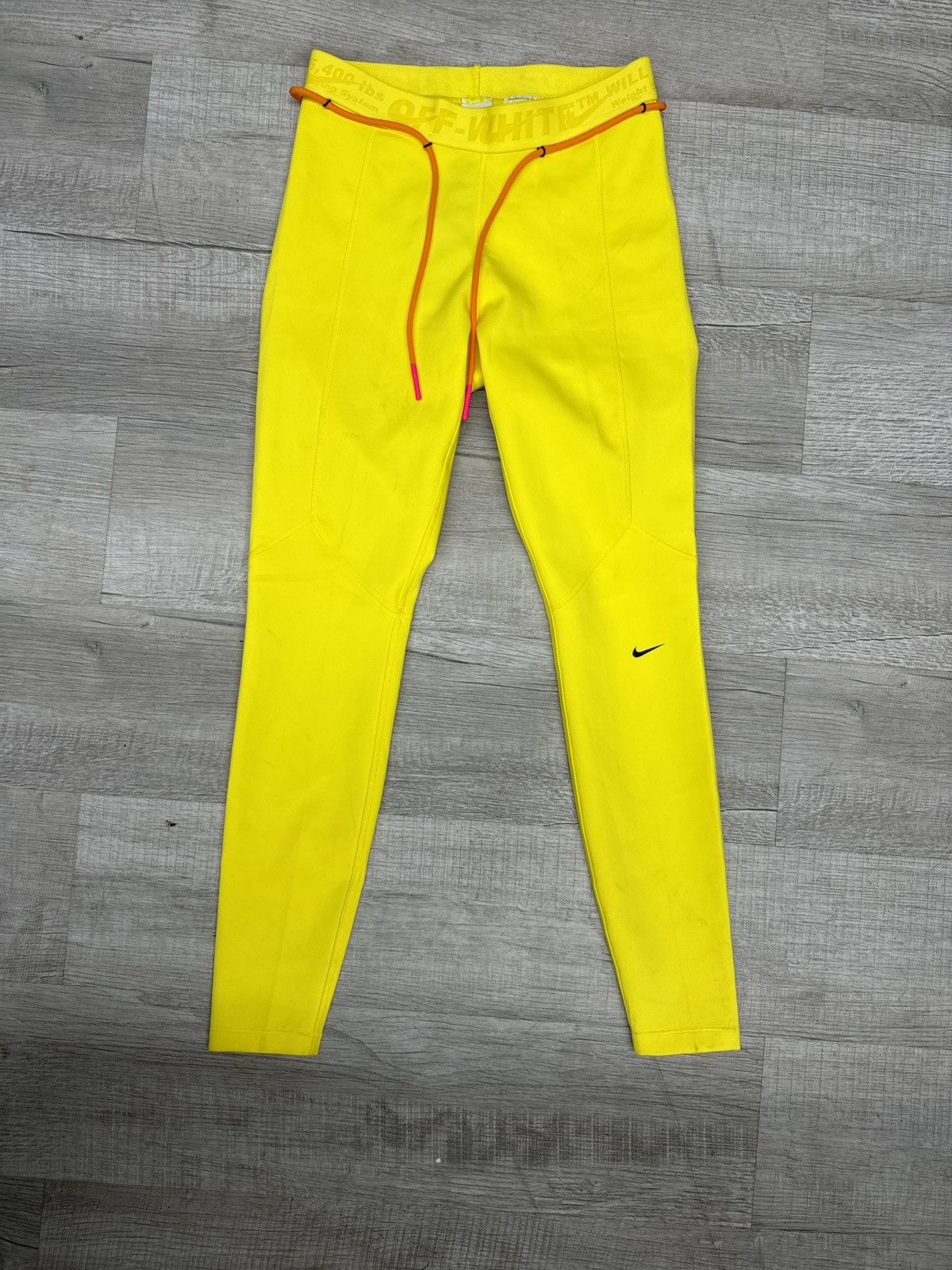 image of Womans Off-White X Nike Running Tights in Yellow, Women's (Size 26)