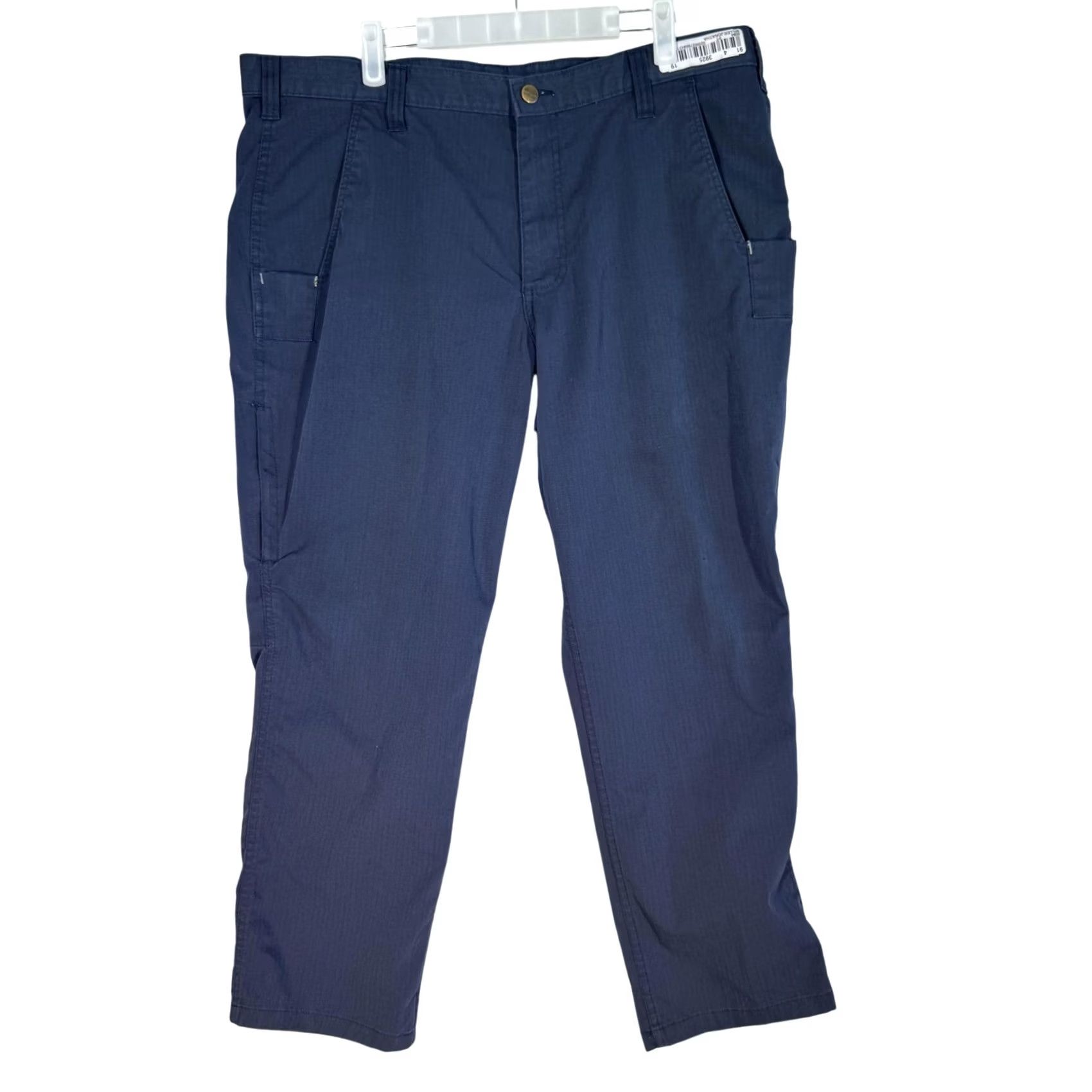 Carhartt Carhartt Pants Mens 36x28 Relaxed Fit Ripstop Workwear Cargo Utility Zip Pocket Navy Blue Size US 36 / EU 52 - 2 Thumbnail