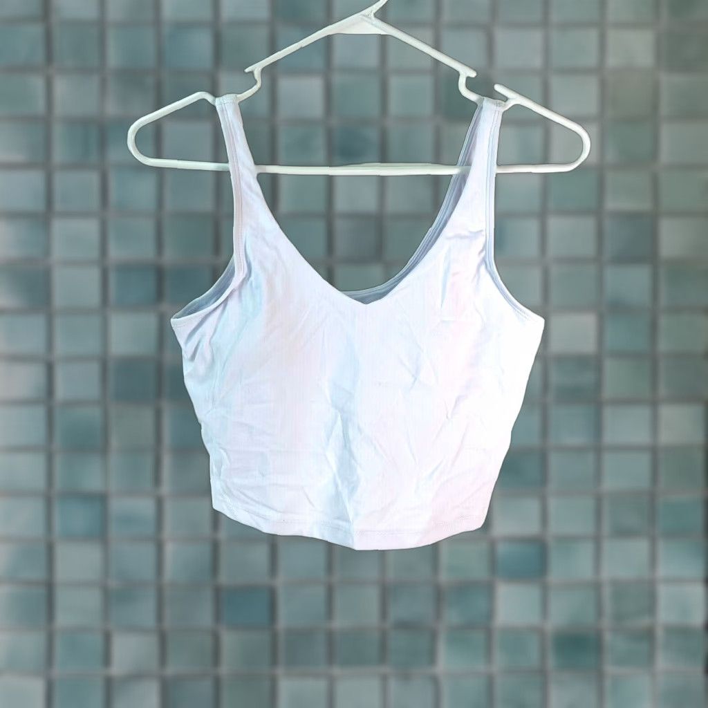 Vintage VINTAGE Women's Sports Bra Shirt M White V Neck Wide Straps Activewear Jogging 90s Mens Size M / US 6-8 / IT 42-44 - 1 Thumbnail