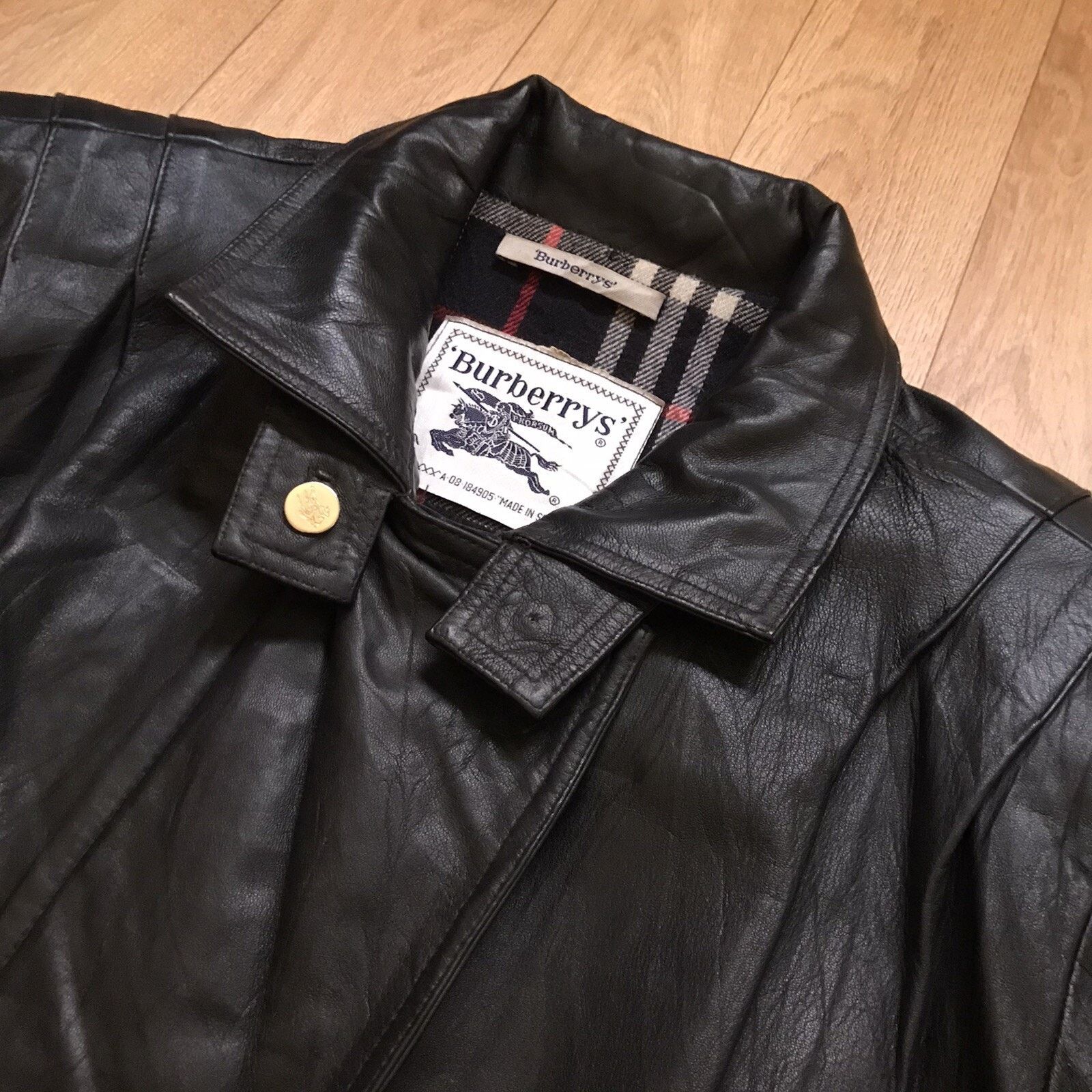 Burberry Vintage Burberry Leather JACKET nova check OvERCOAT women's Size L / US 10 / IT 46 - 3 Thumbnail