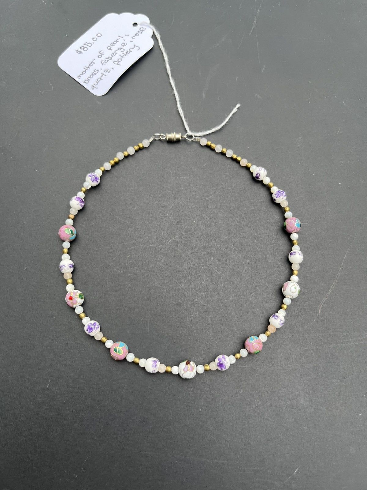 Designer × Handmade Handmade Mother of Pearl and Faberge Necklace Size ONE SIZE - 1 Thumbnail