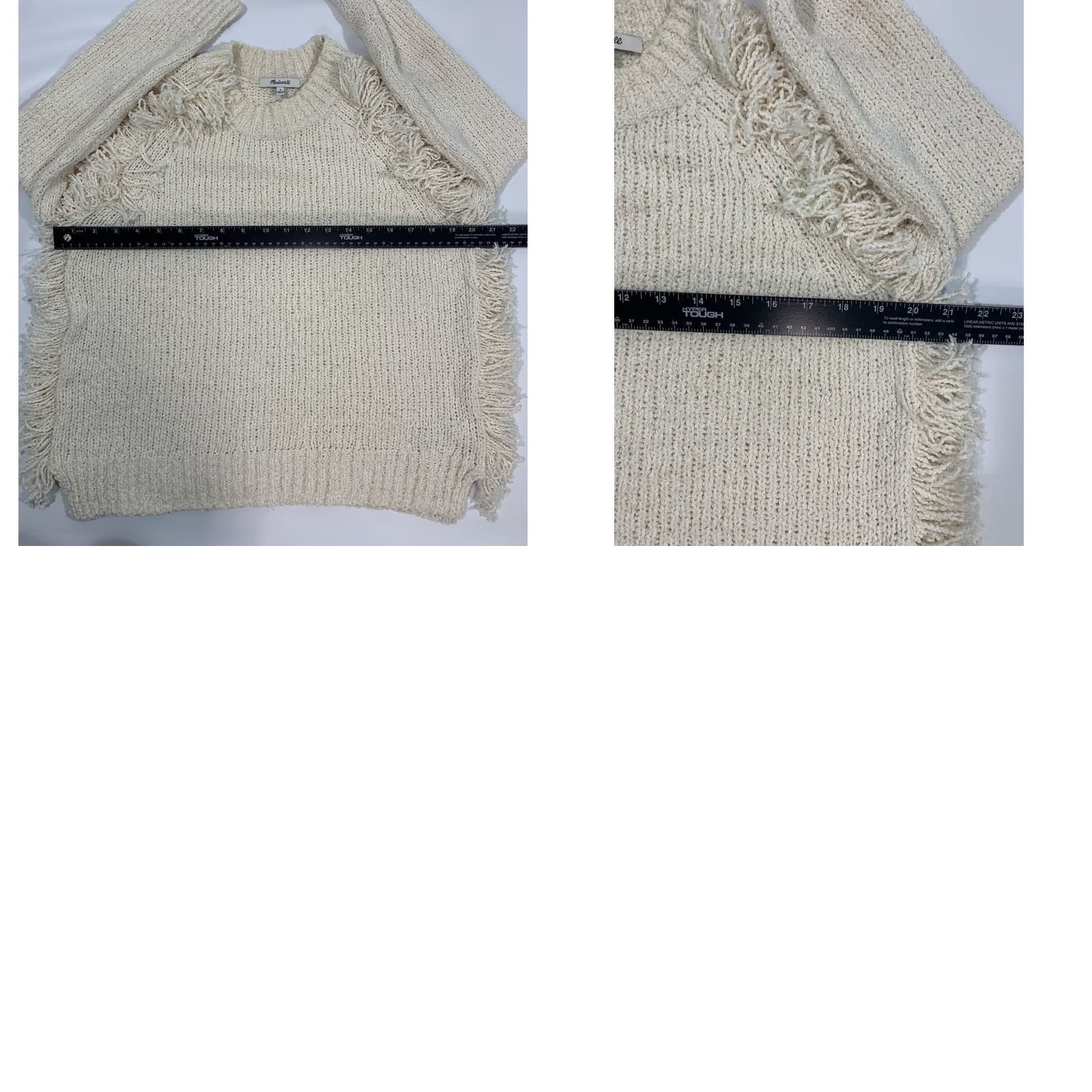 Madewell Madewell Sweater Womens Small Pullover Ivory Fringe Relaxed Fit Bohemian Boxy Knit Size S / US 4 / IT 40 - 8 Thumbnail