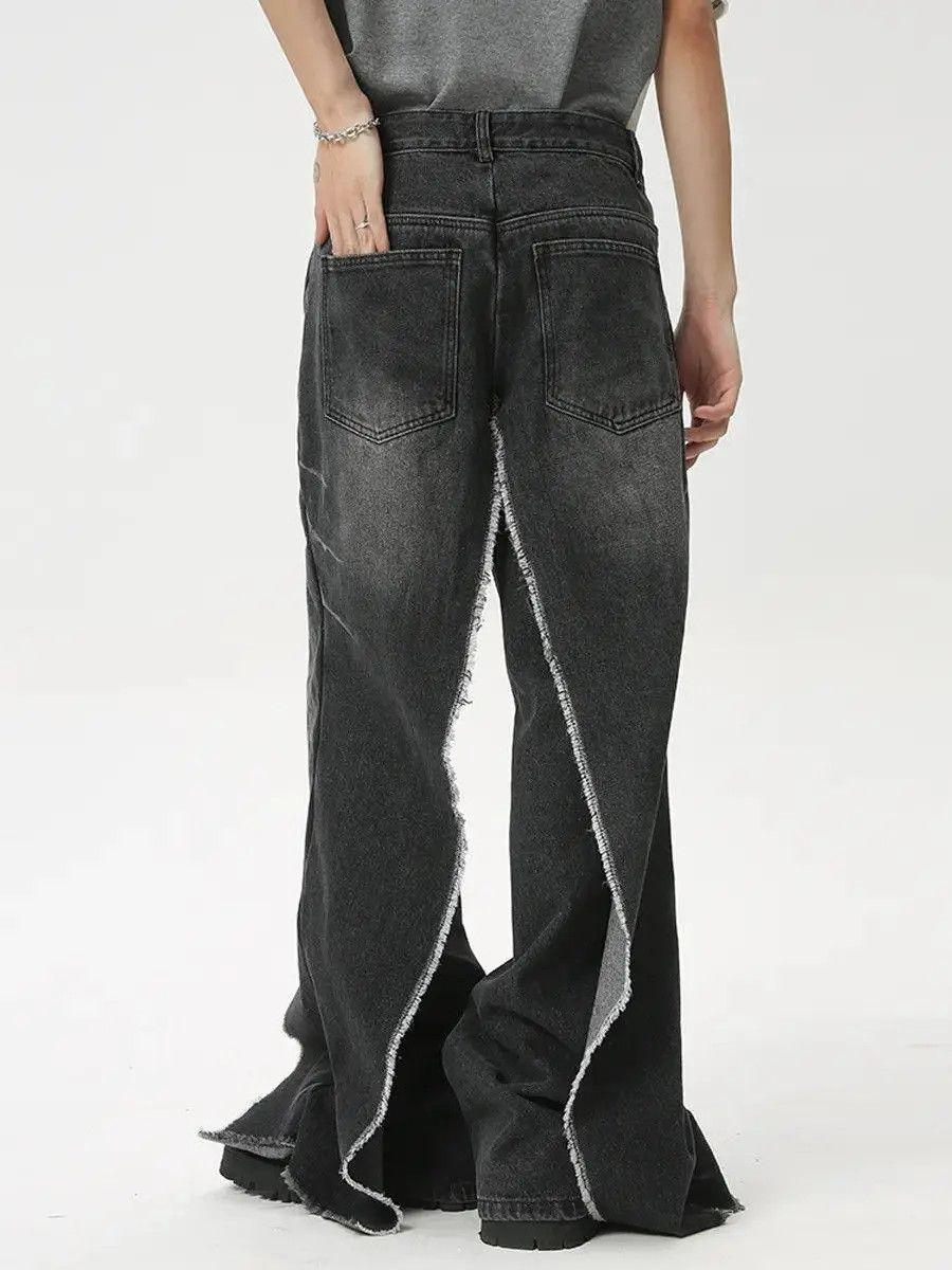 Japanese Brand Retro loose patchwork fringed jeans Size US 32 / EU 48 - 2 Thumbnail