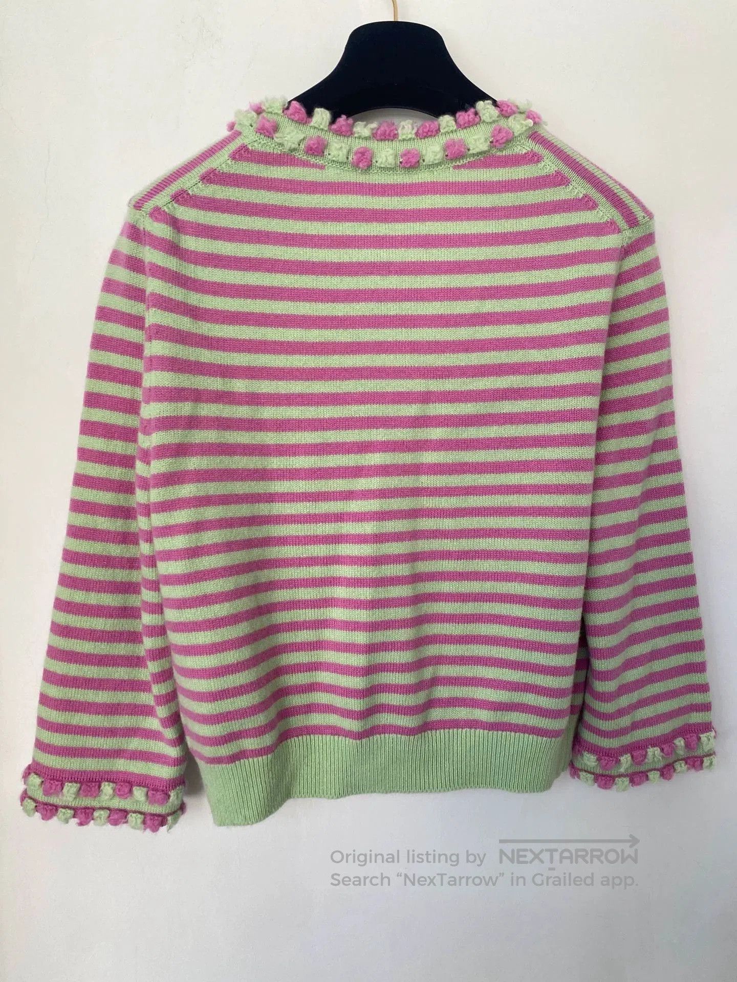 Chanel Chanel Pink Green Stripe Knit Cardigan. Size US M / EU 48-50 / 2 - 2 Thumbnail