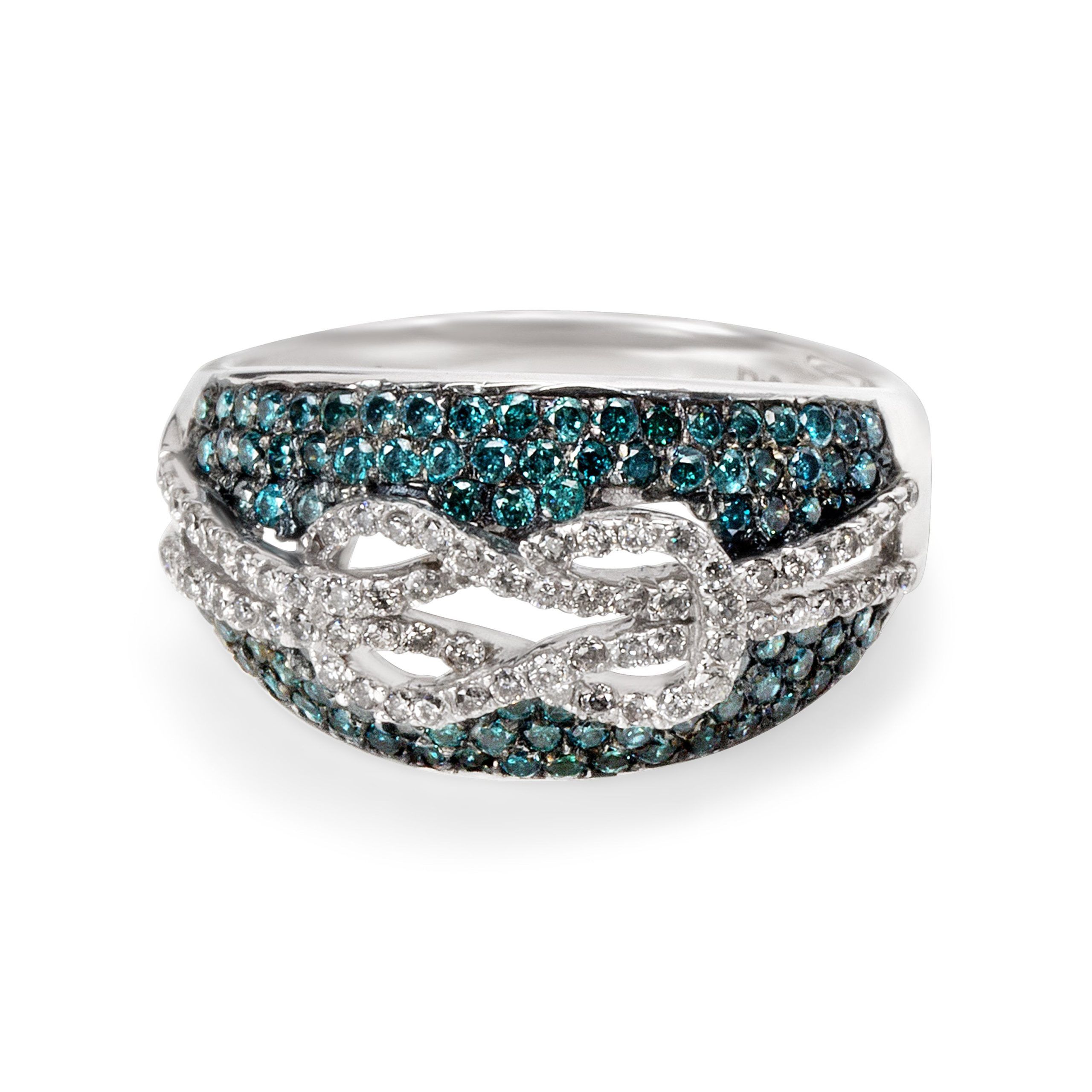 image of Tiffany Co Pave Blue Diamond Infinity Ring In 10Kt Gold 0.90 Ctw, Women's