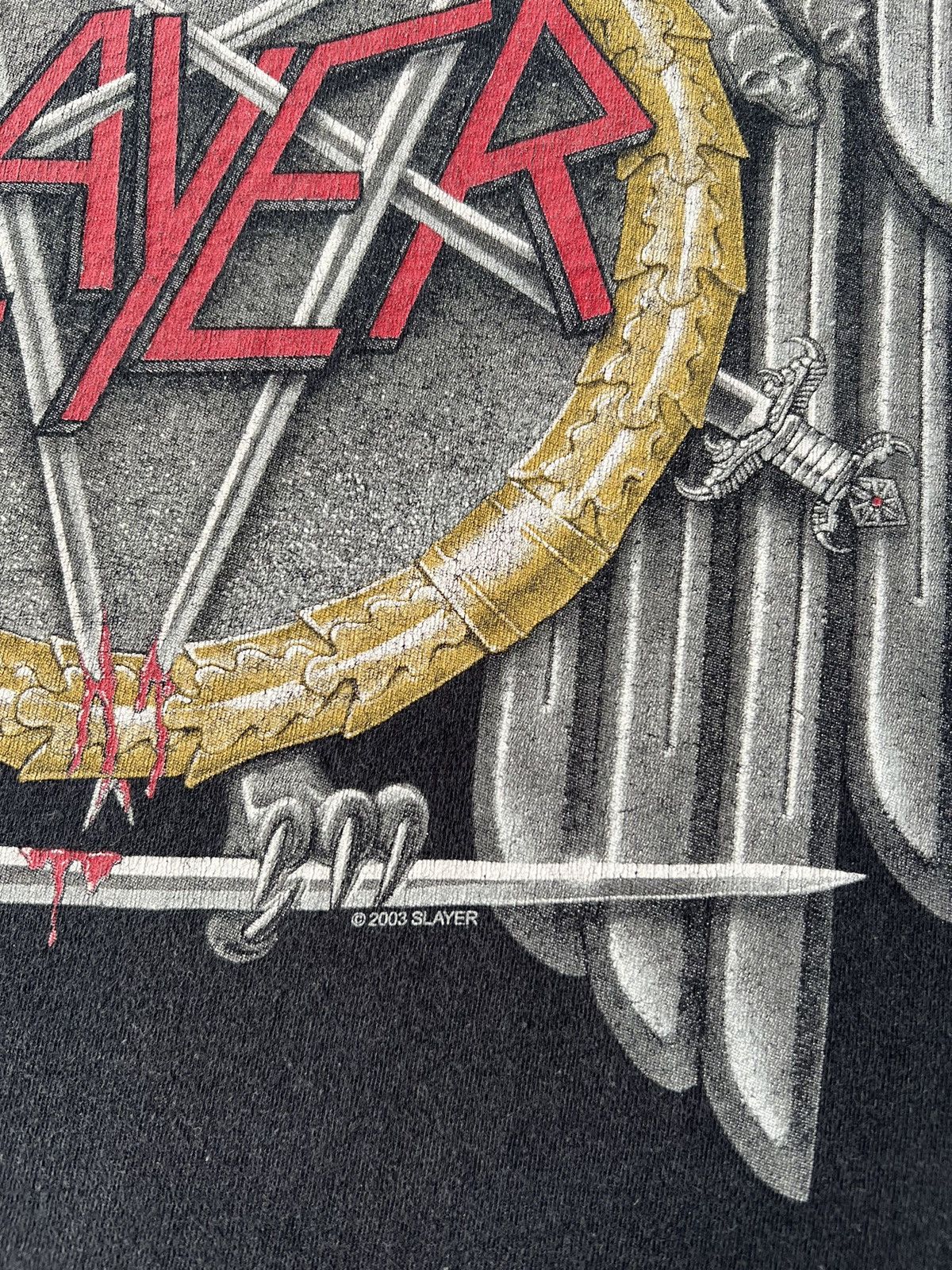 Band Tees Vintage 2003 Slayer Eagle Metal Band Black T-shirt Size US L / EU 52-54 / 3 - 7 Thumbnail