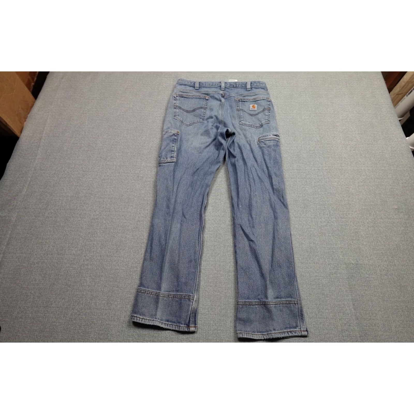 Carhartt Carhartt Jeans Mens 34x32 Blue Light Wash 5-Pocket Denim Straight Stretch Work Shirt? Size US 34 / EU 50 - 5 Thumbnail